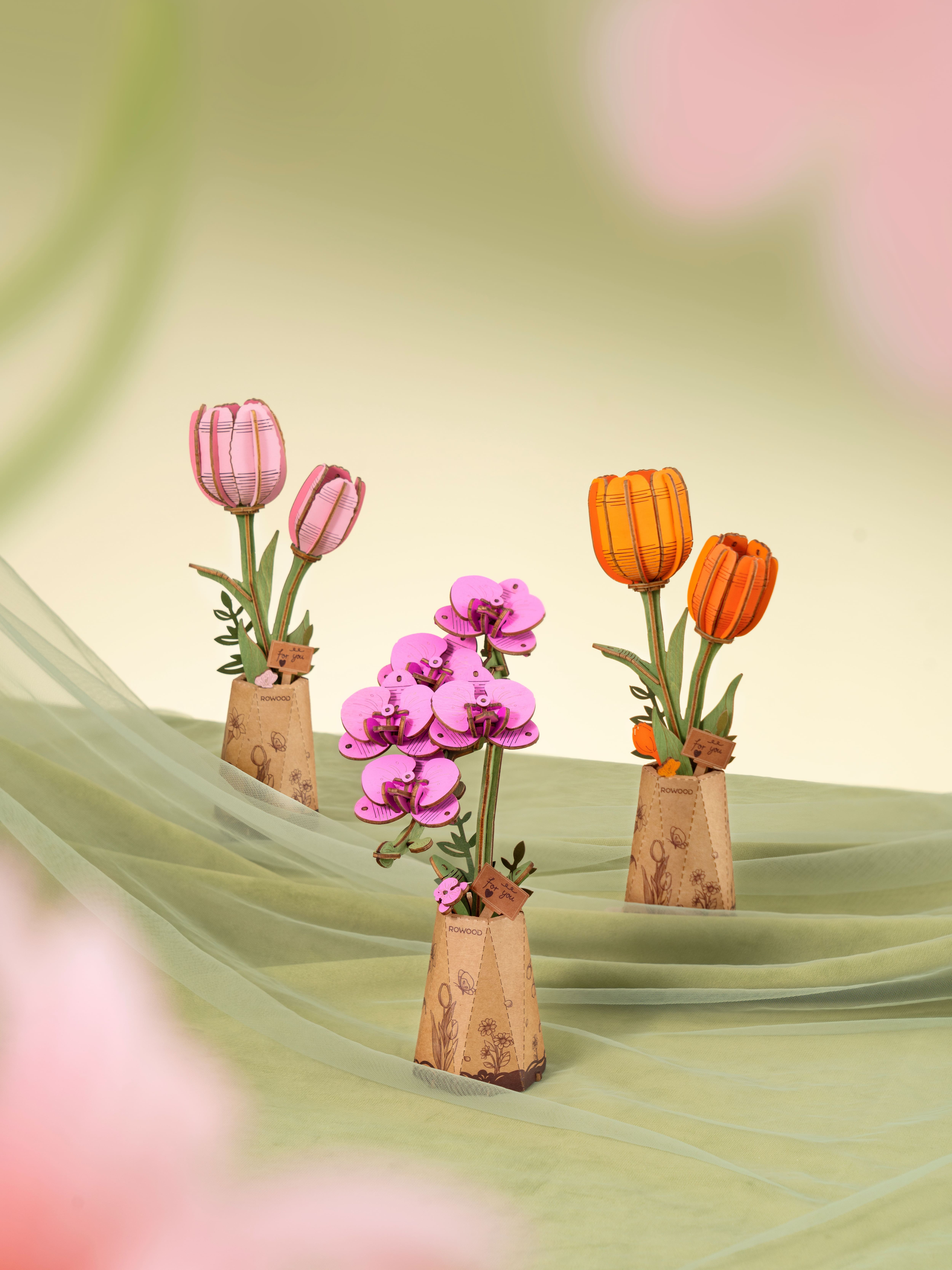 Rowood Pink Tulip Wooden Bloom Craft