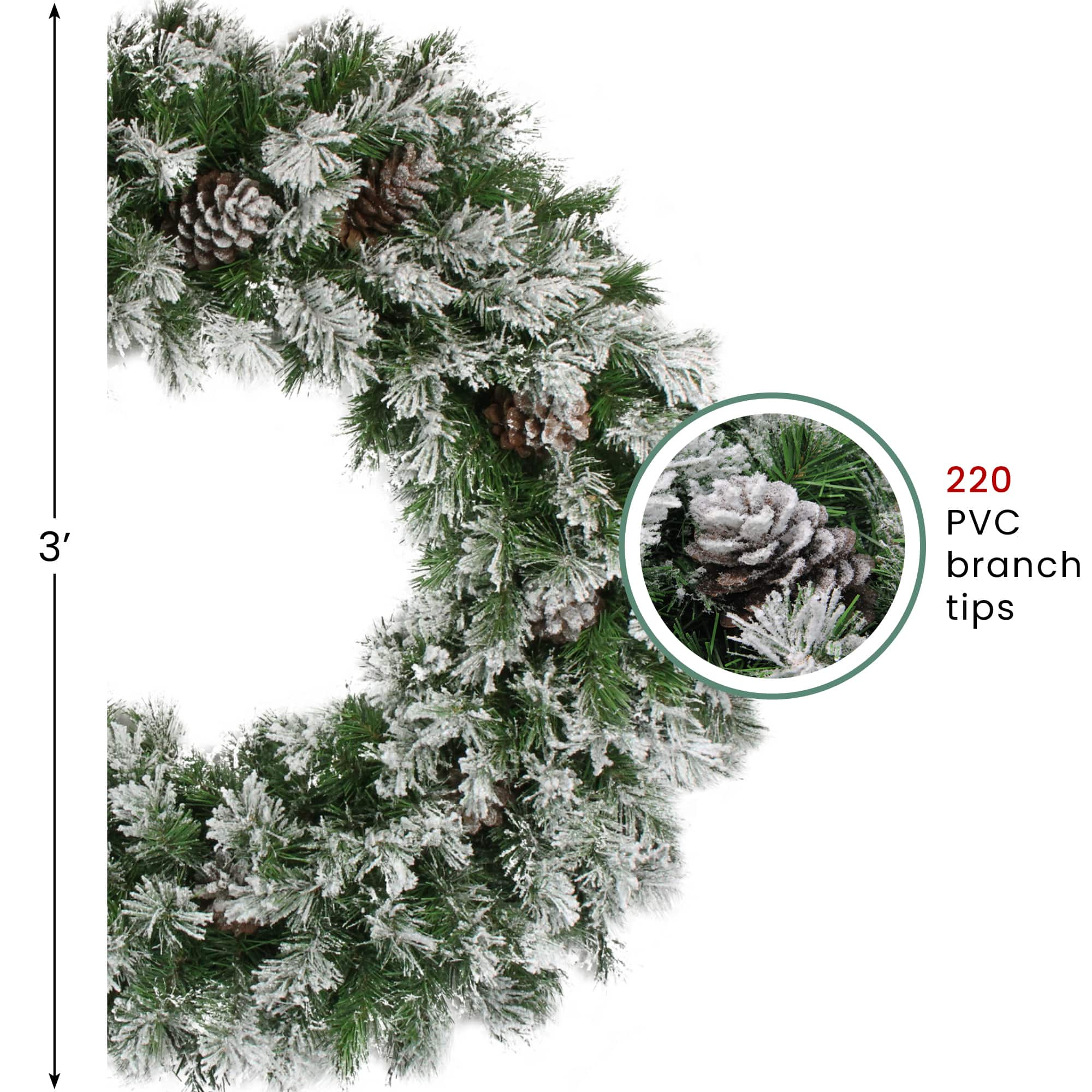 36" Snowy Flocked Angel Pine with Pinecones Artificial Christmas Wreath