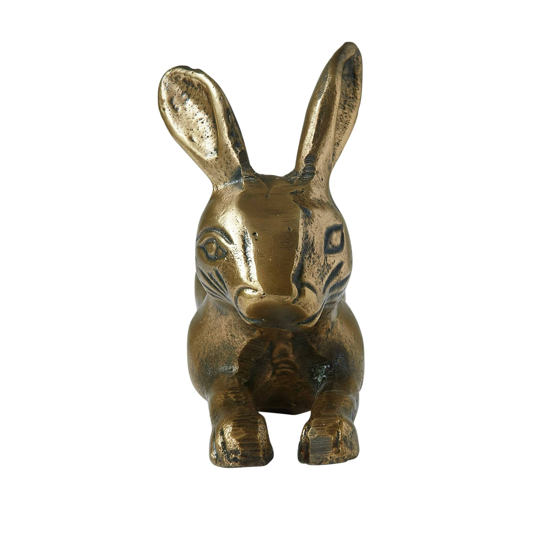 11" Antique Brass Decorative Embossed Aluminum Rabbit