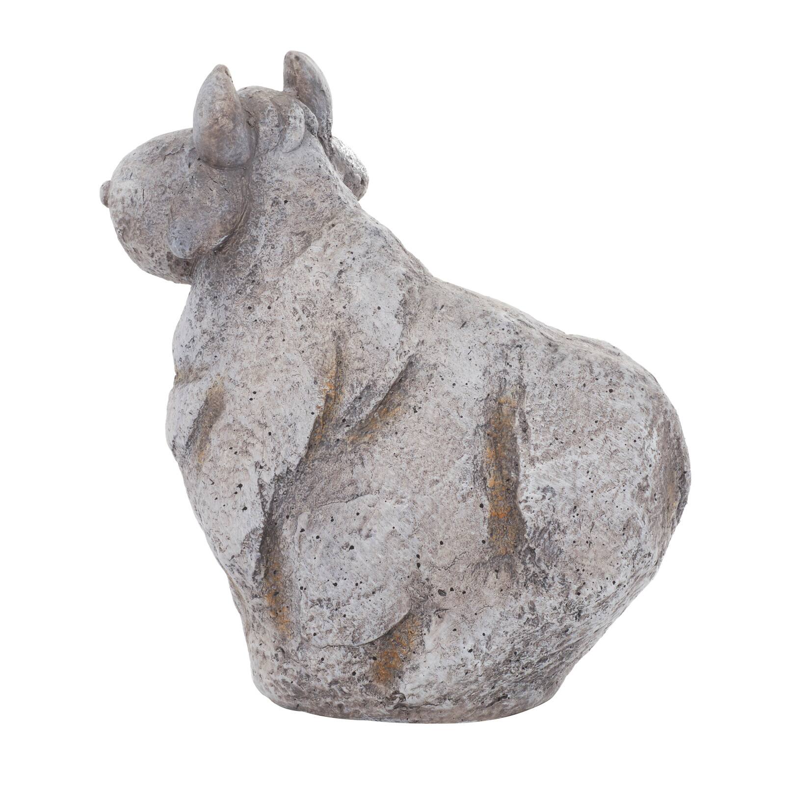 14" Gray Stone Country Cow Garden Sculpture