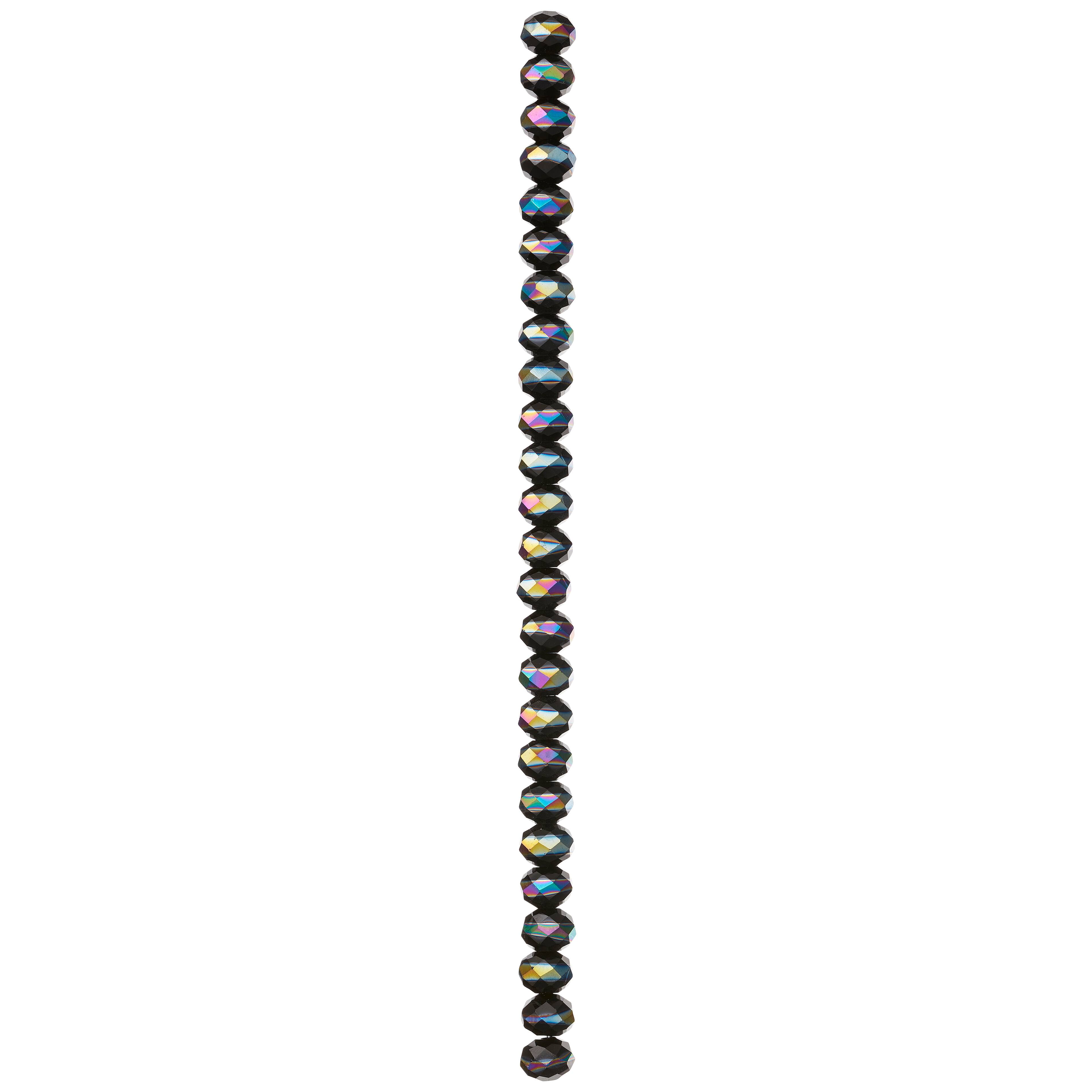 12 Pack: Black Aurora Borealis Striped Glass Faceted Rondelle Beads, 8mm by Bead Landing™