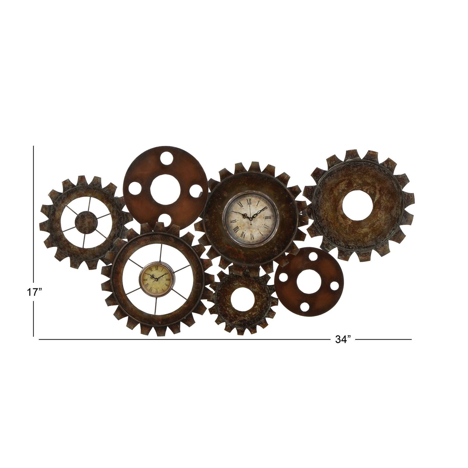 Brown Industrial Metal Wall Clock