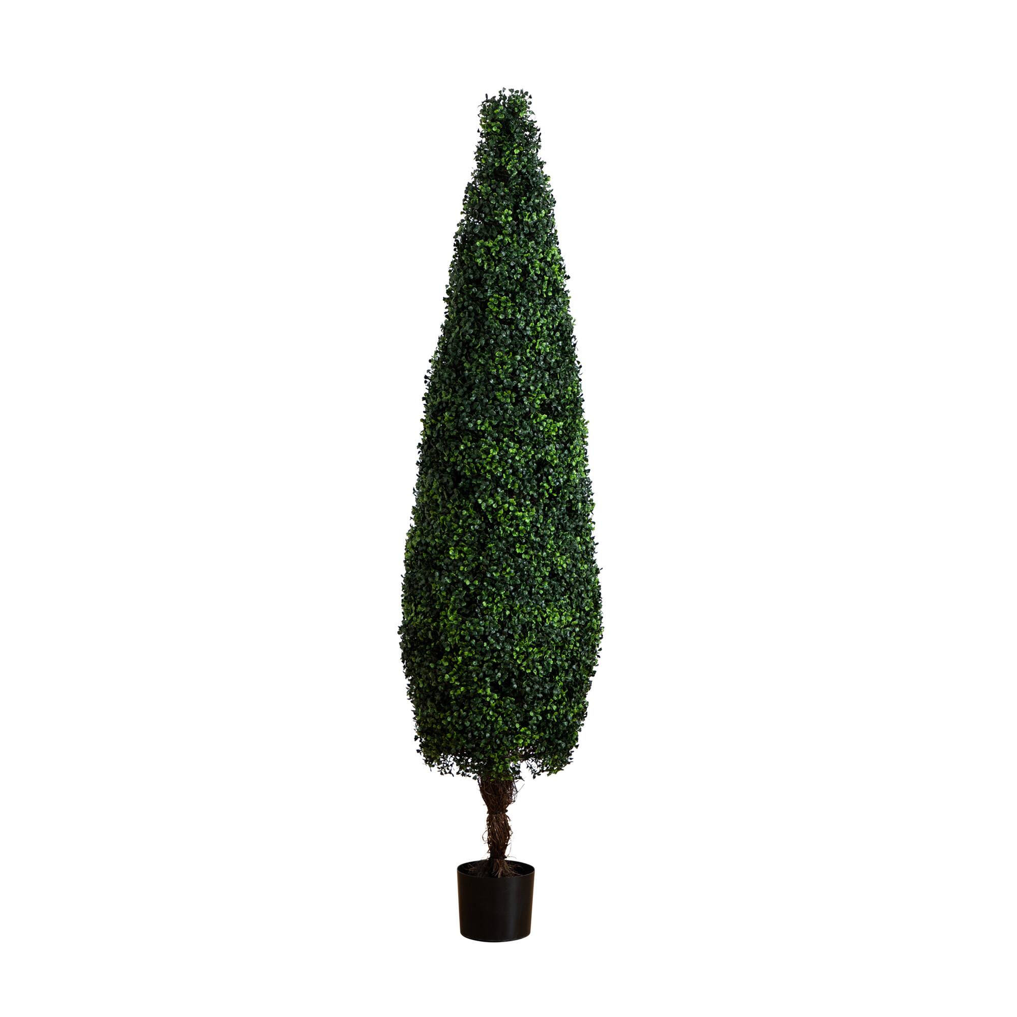 6ft. UV-Resistant Potted Boxwood Topiary Cone Tree