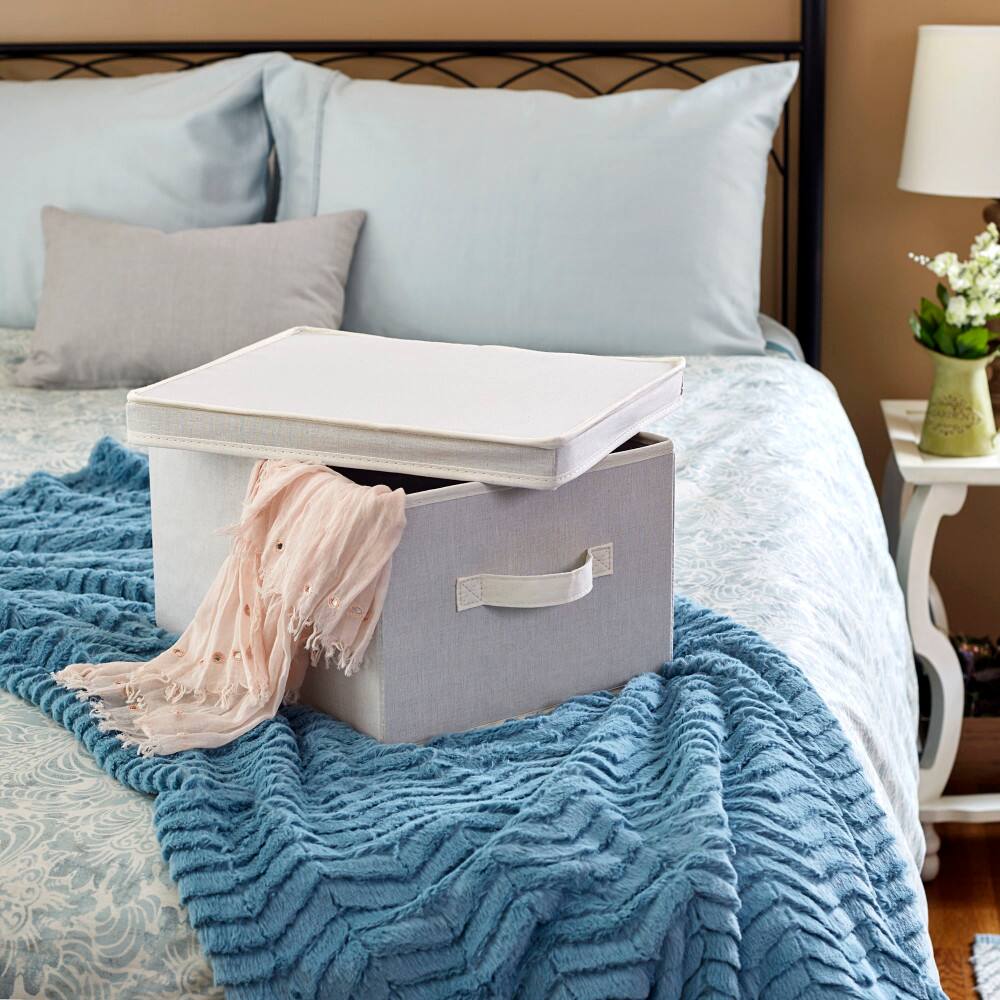 Household Essentials Canvas Storage Box with Lid