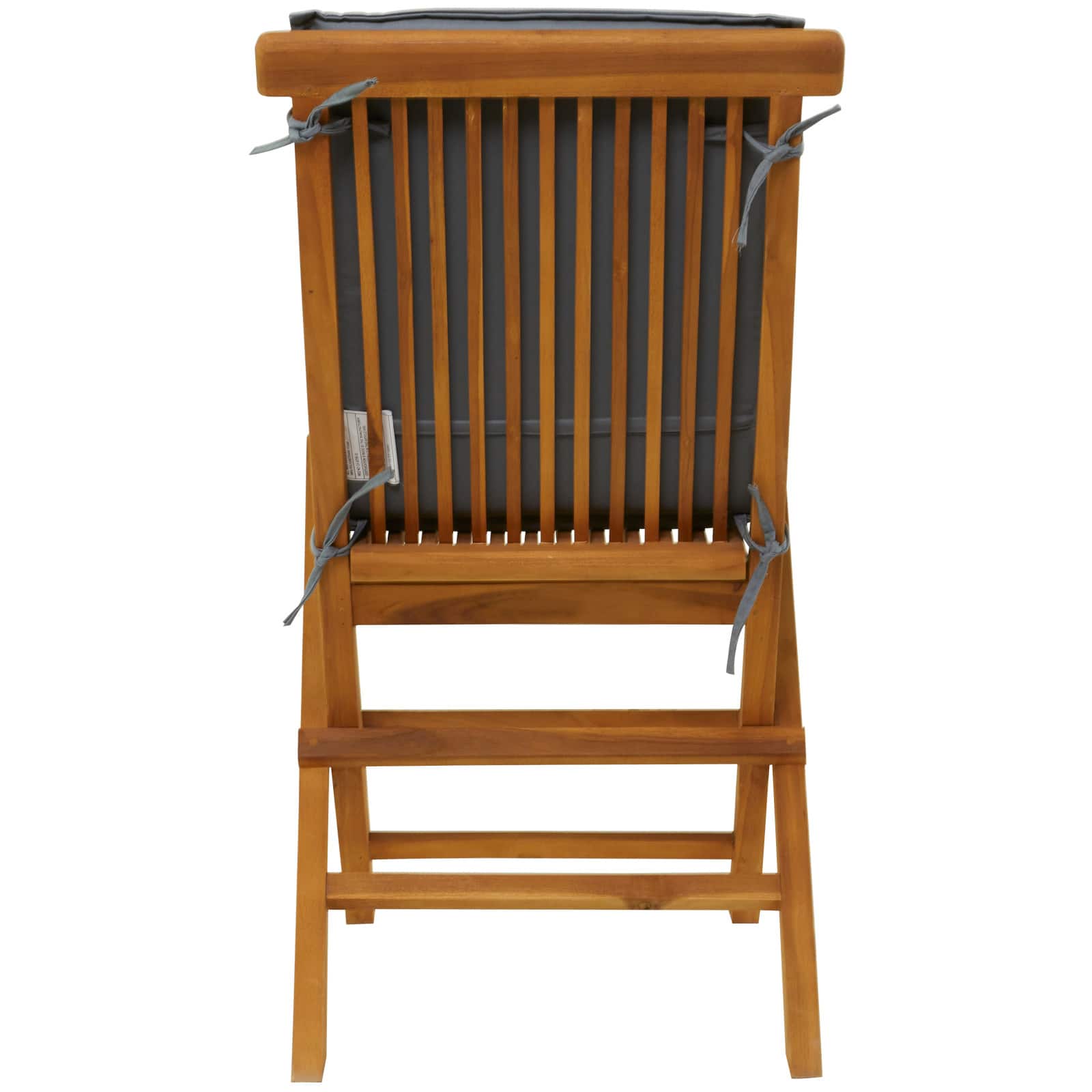 36&#x22; Brown Teak Wood Folding Outdoor Dining Chair With Cushions Set