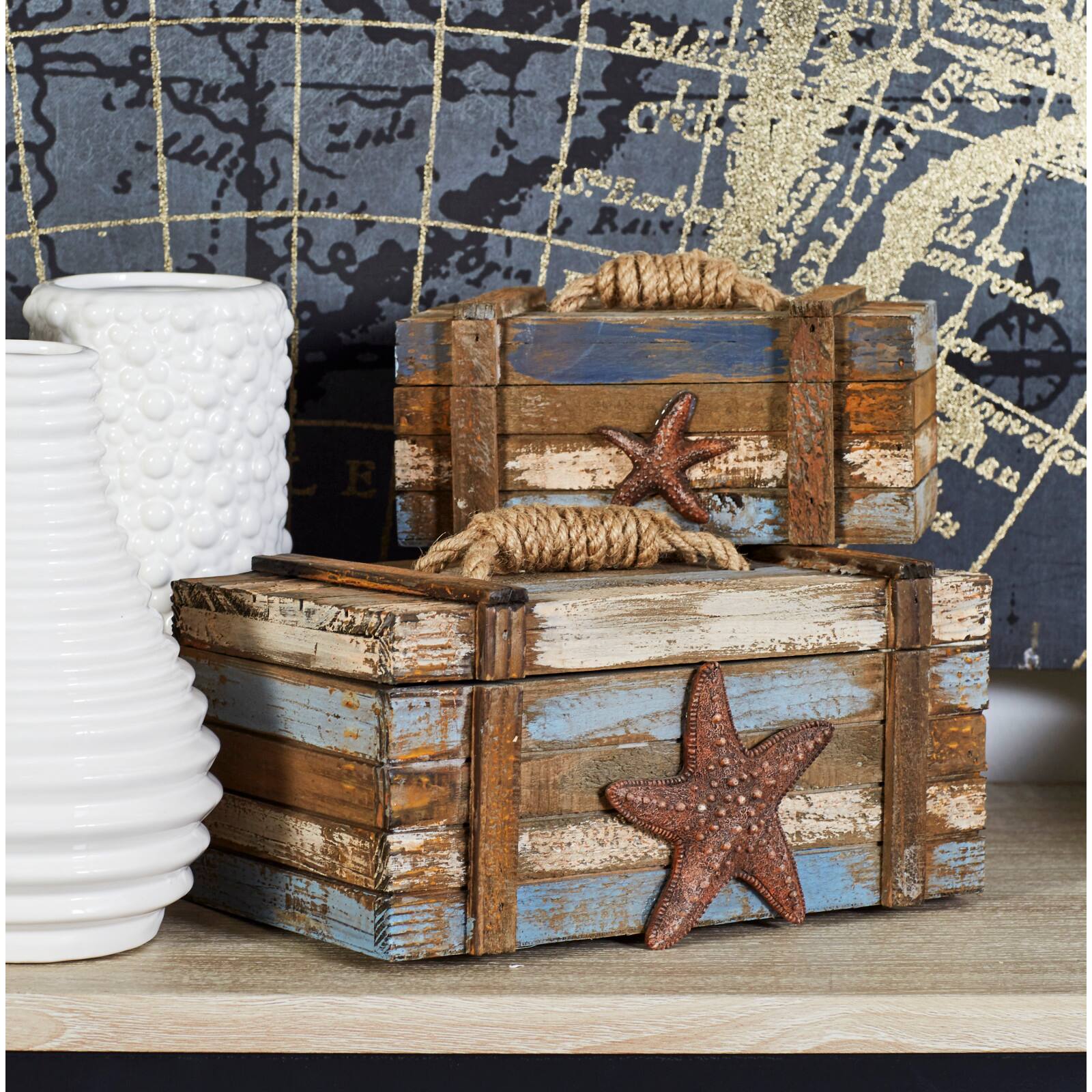 Brown Wood Coastal with Starfish Box Set