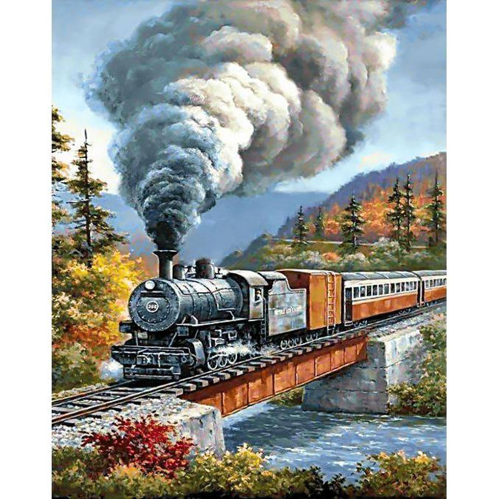 Wizardi Train Crossing Diamond Painting Kit