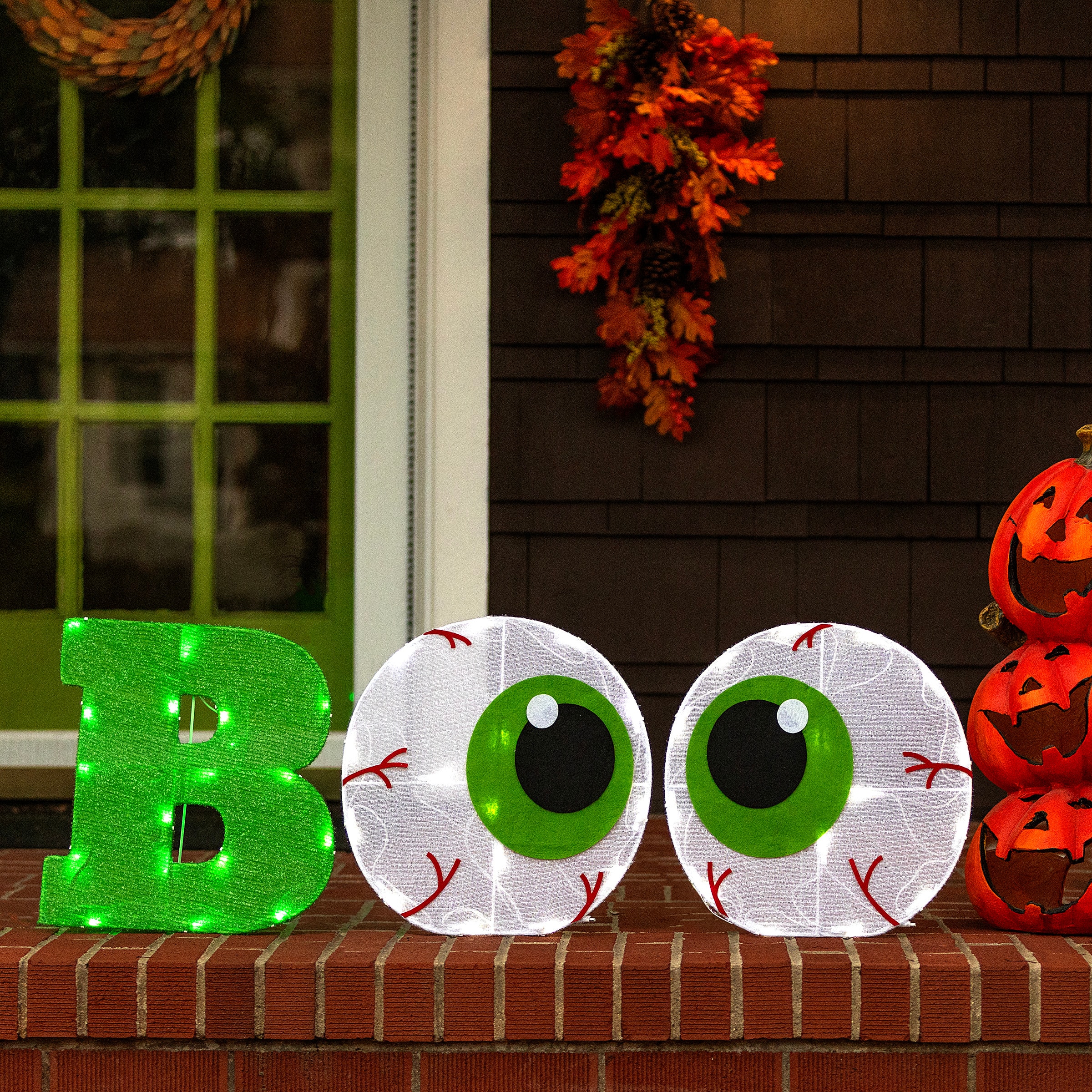 44&#x22; BOO Eyeballs Tinsel Fabric LED Porch Sign