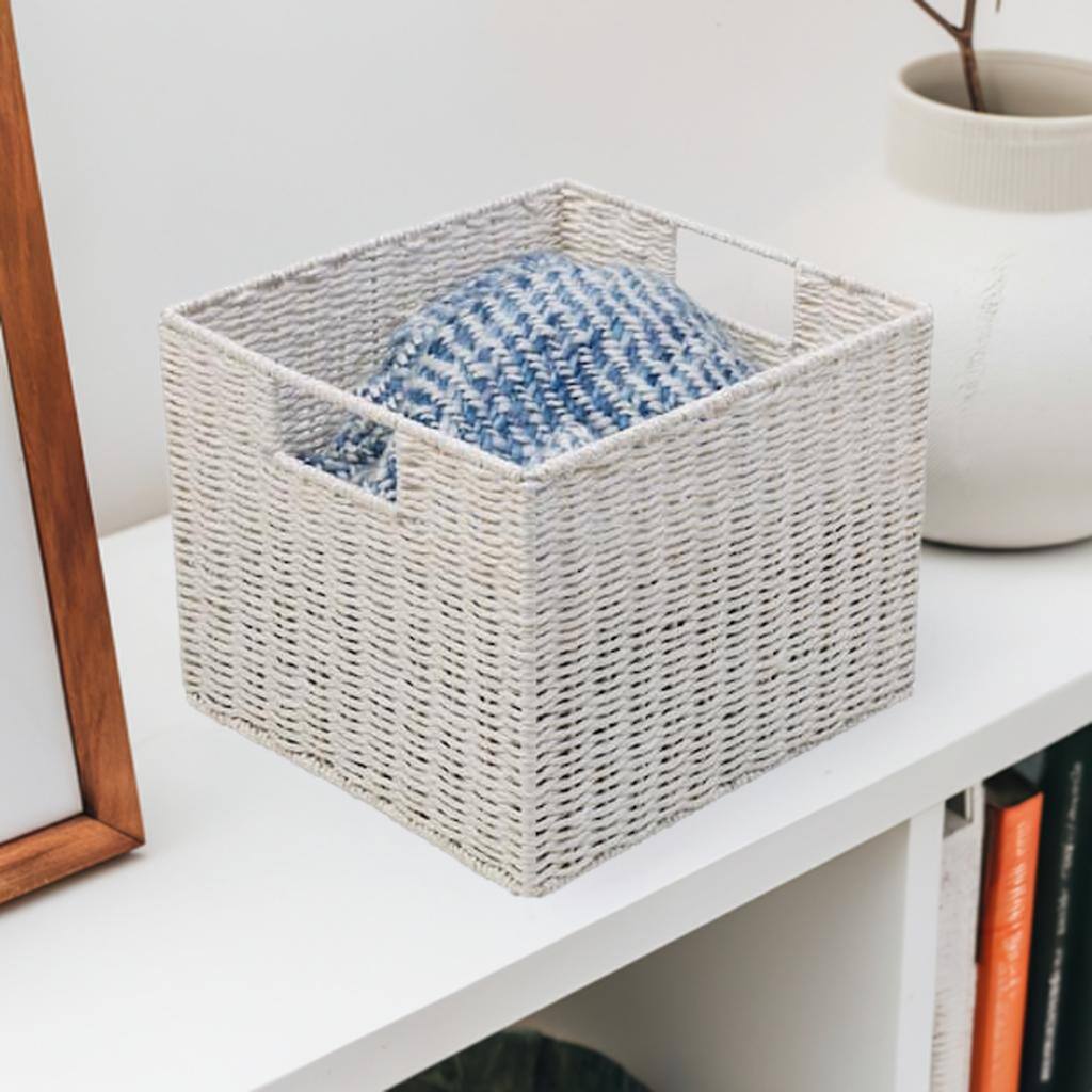 Honey Can Do White Parchment Cord Storage Basket