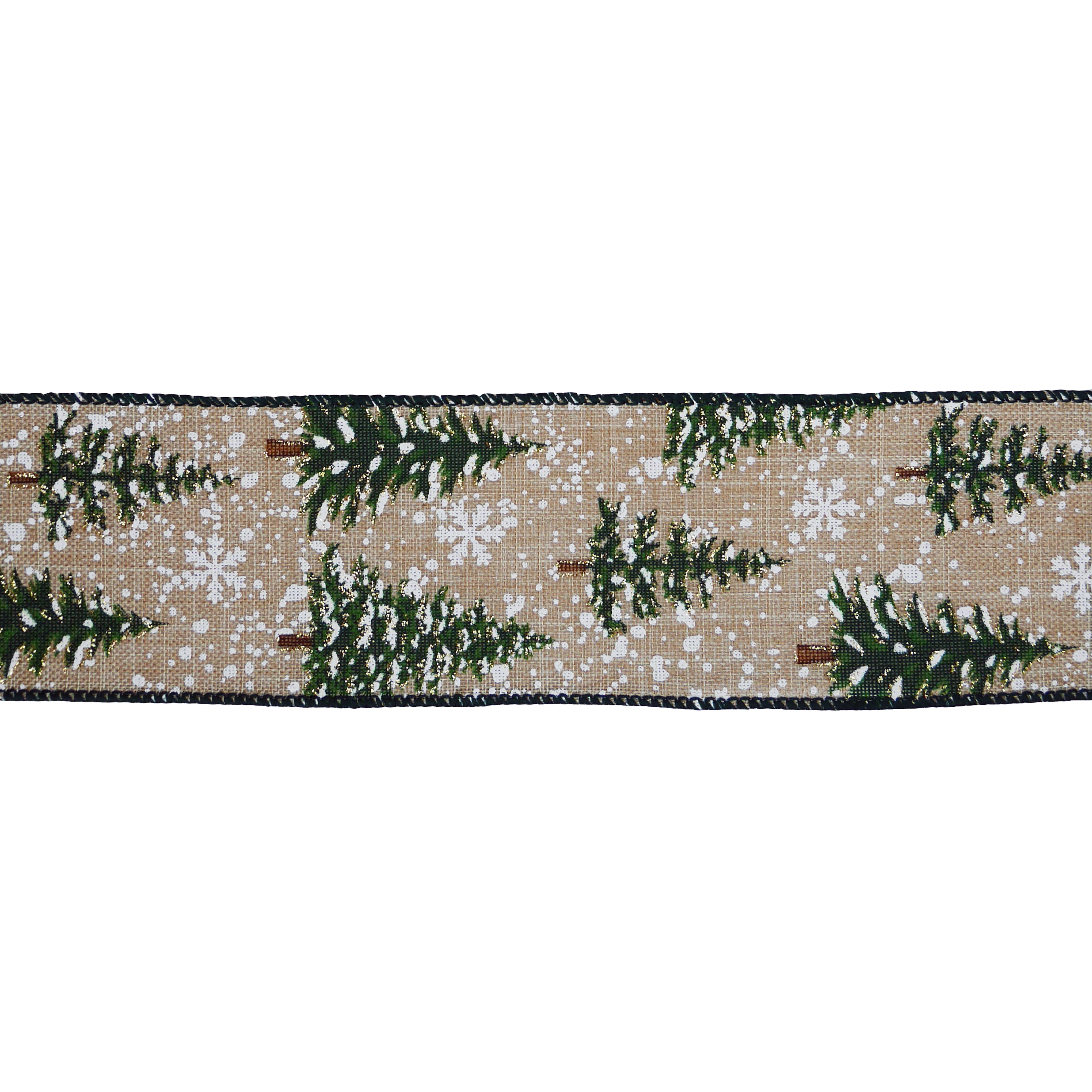 2.5&#x22; x 20ft. Snowy Trees Faux Linen Wired Ribbon by Celebrate It&#xAE;
