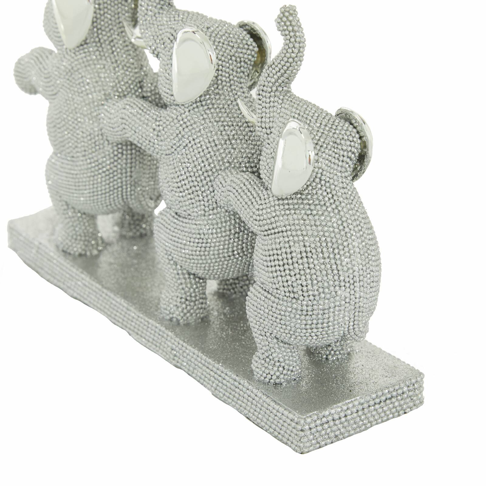 11&#x22; Silver Glam Elephants Sculpture