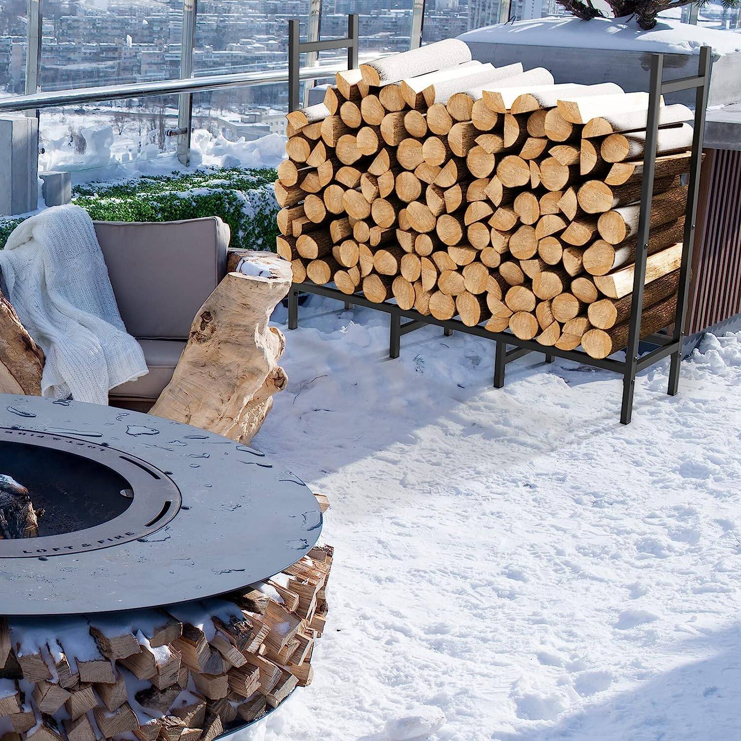 NEX&#x2122; 4ft. Outdoor Metal Firewood Storage Rack