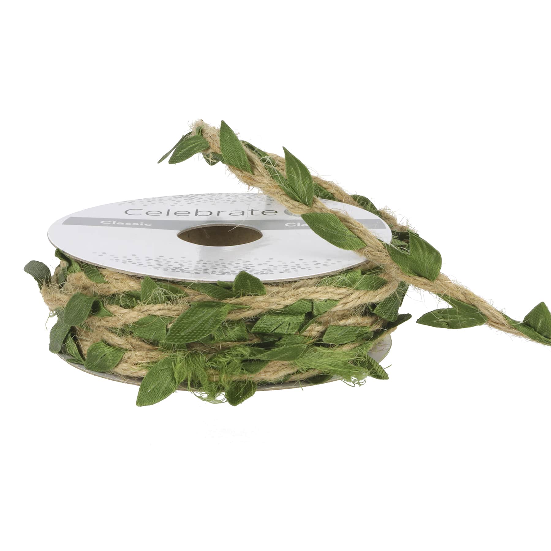 1/4" x 7yd. Jute with Leaves Ribbon by Celebrate It™