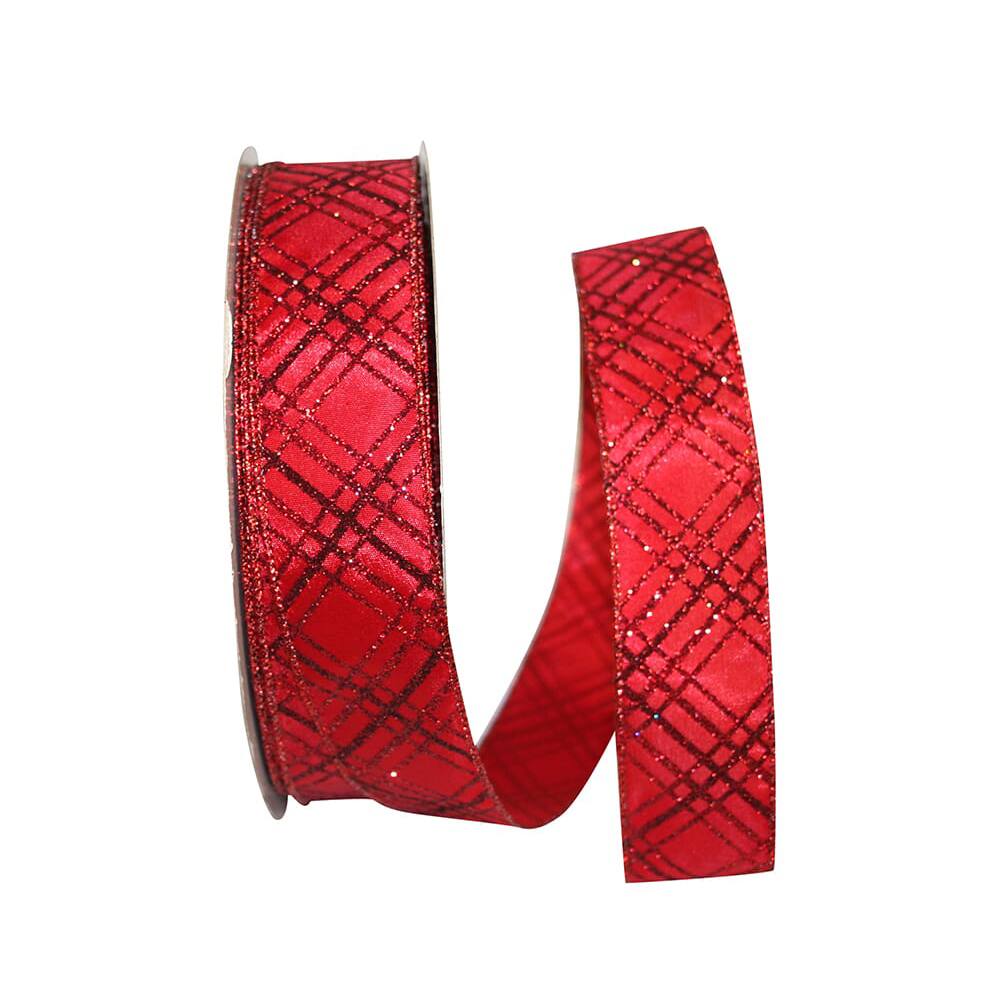 JAM Paper 1.5&#x22; x 50yd. Wired Christmas Diamonds Crisscross Value Ribbon