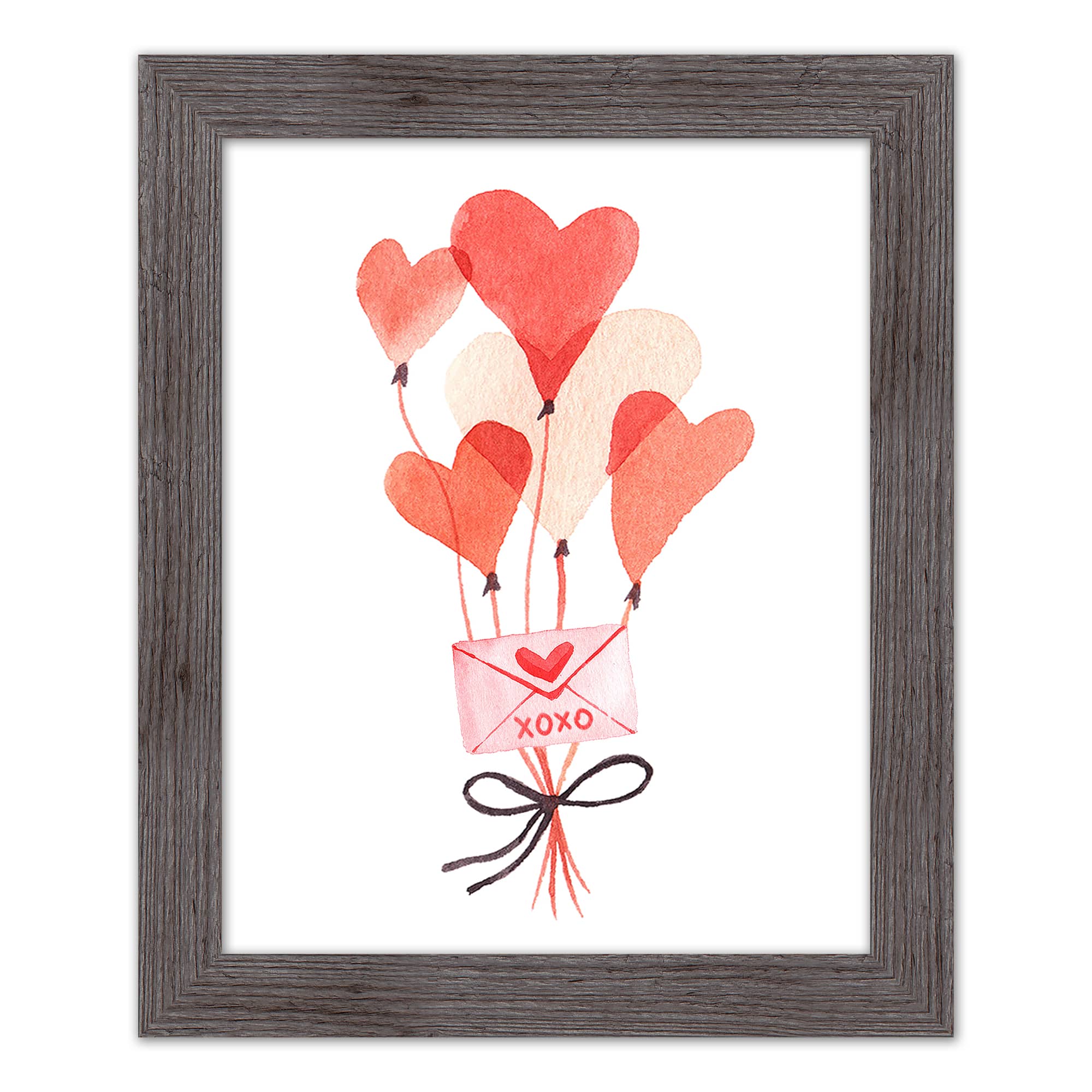 Valentine's Balloon Note Western Gray Framed Print