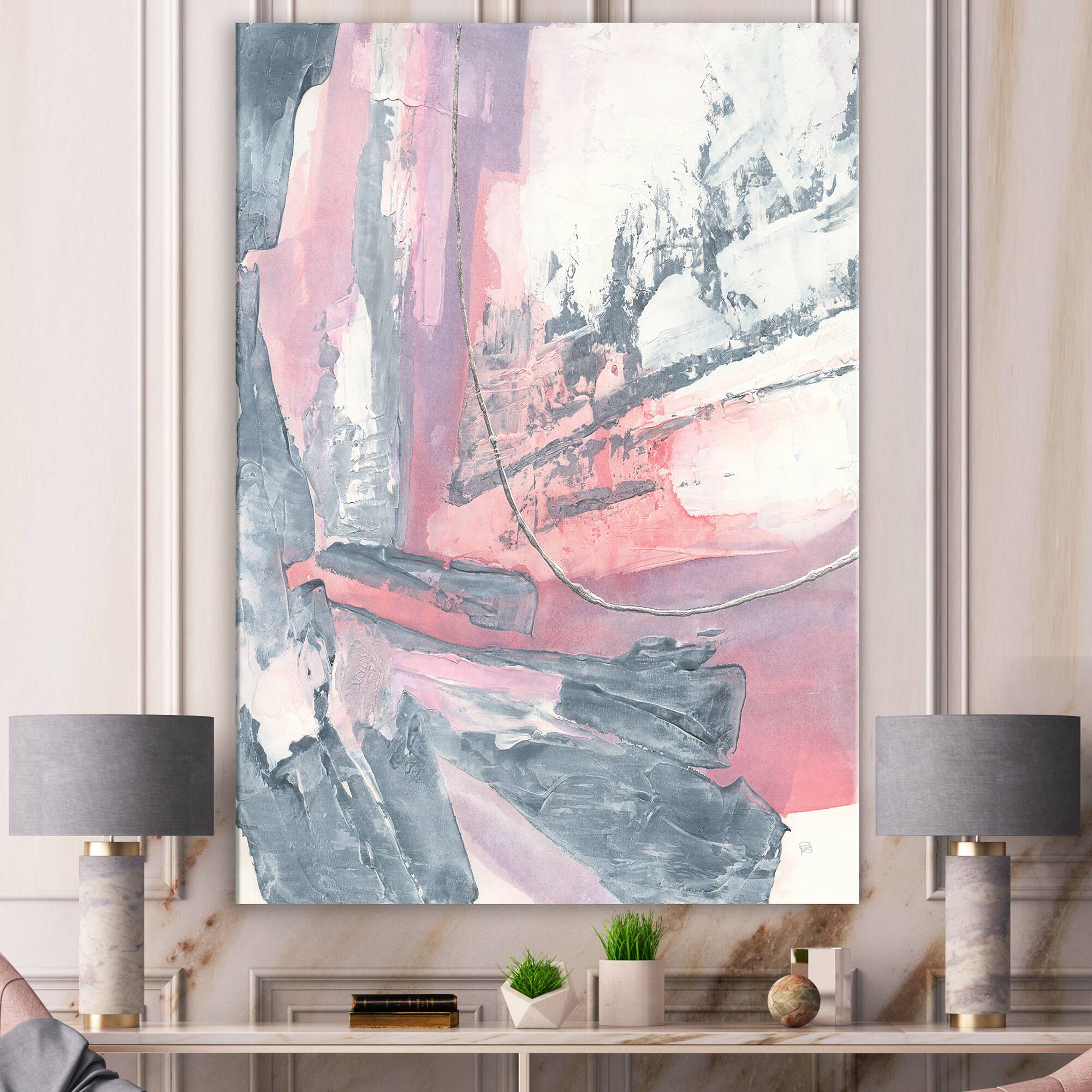 Designart - Durty Shabby Pink Blush I - Shabby Chic Canvas Artwork