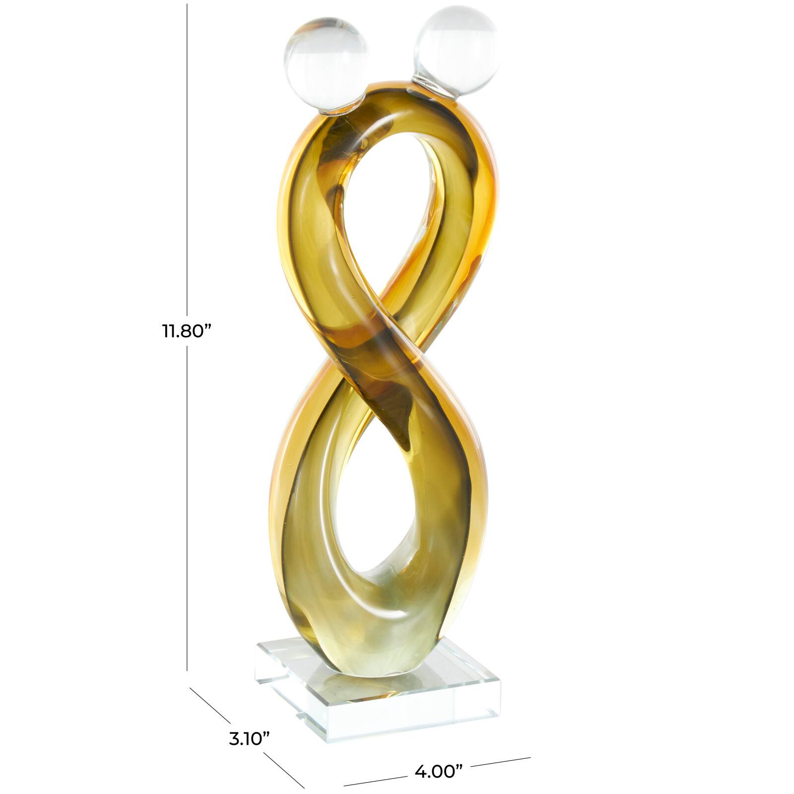 12" Amber Yellow Glass Abstract Infinity Sculpture