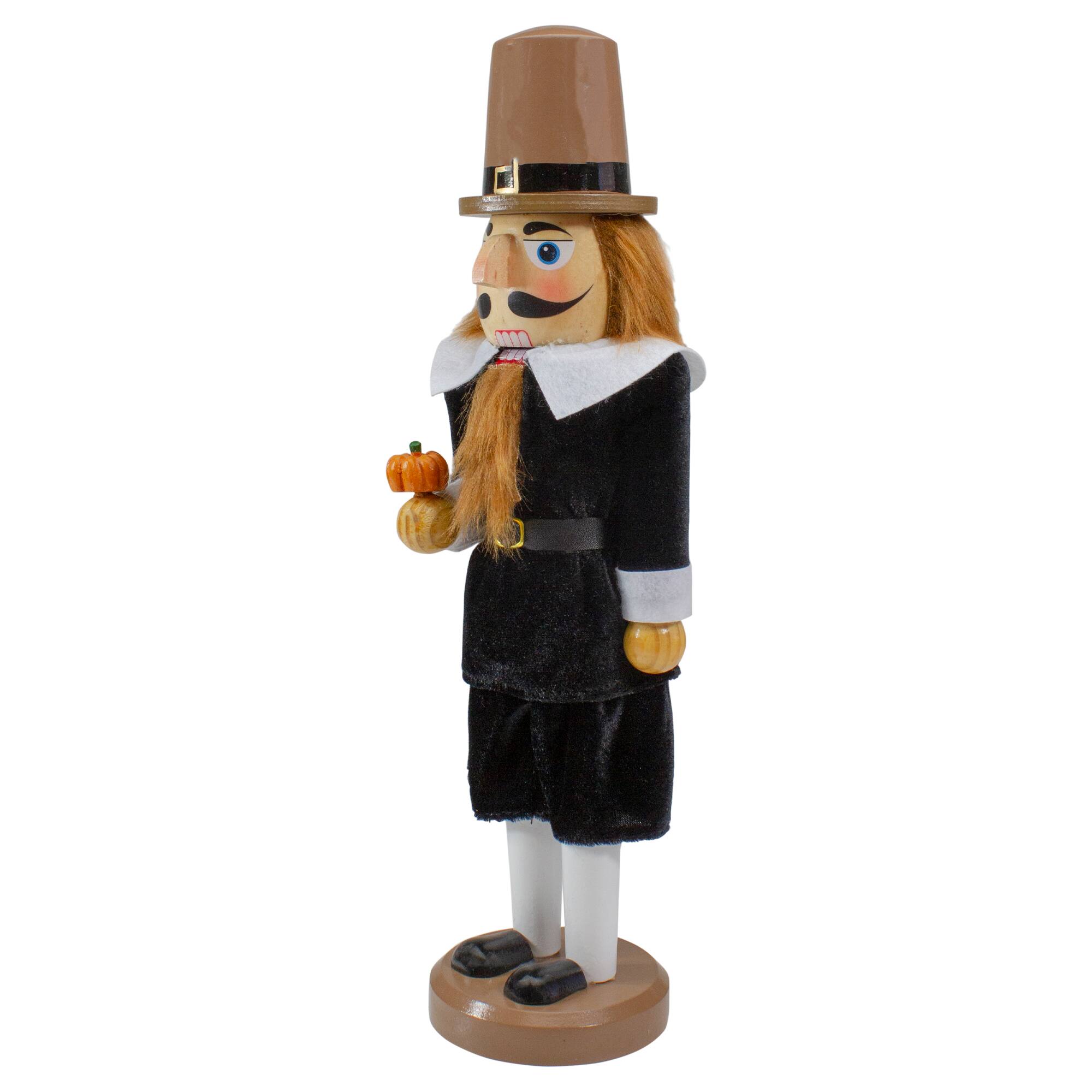 14" Wooden Pilgrim Fall Harvest Nutcracker