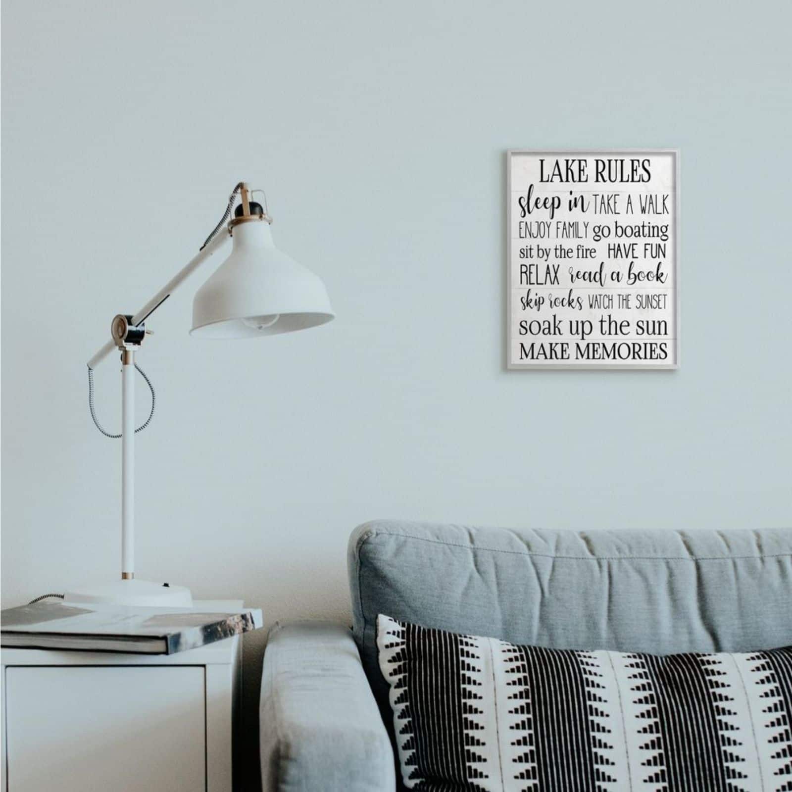 Stupell Industries Lake Rules Wall Art in Gray Frame