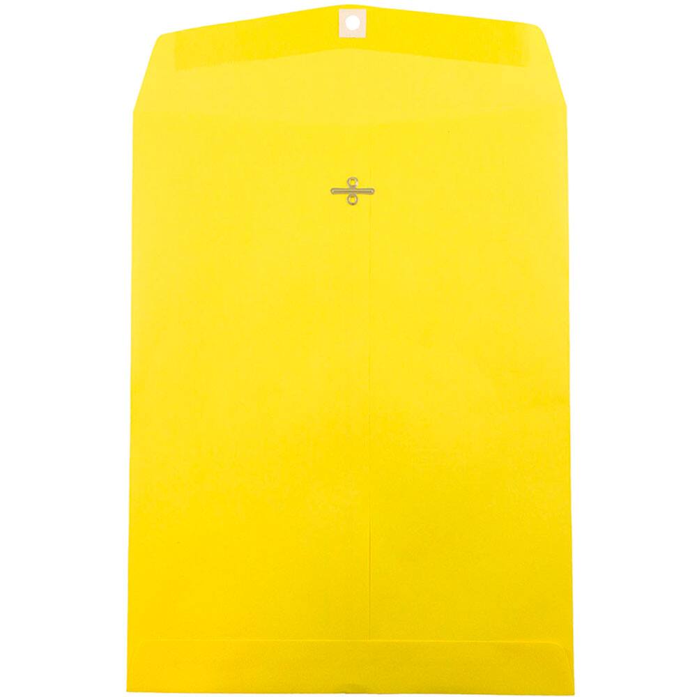 JAM Paper 10" x 13" Brite Hue Yellow Clasp Closure Catalog Envelopes, 100ct.