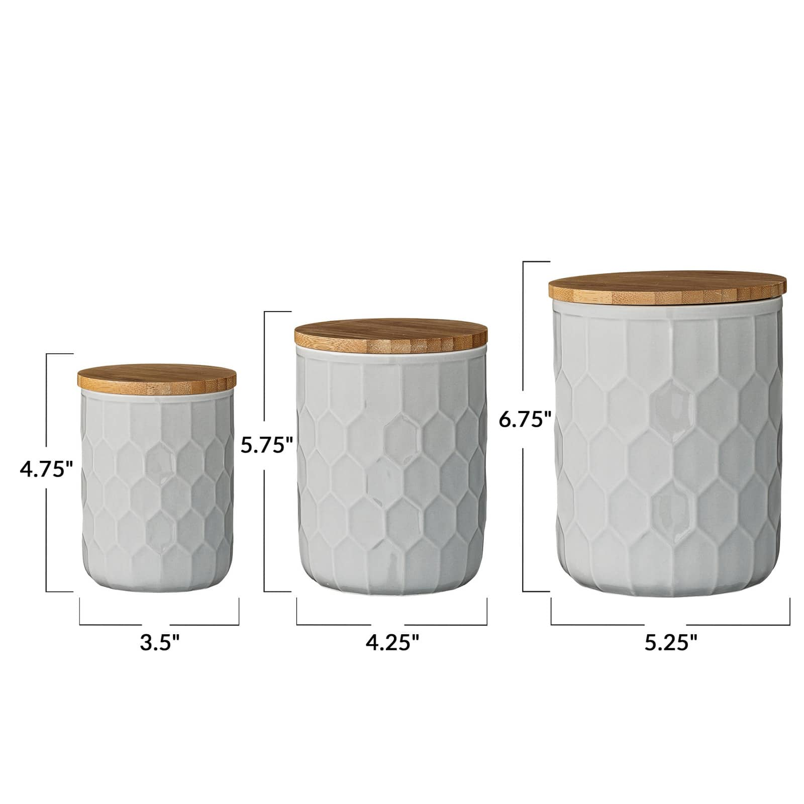 Stoneware Canister Set with Bamboo Lids