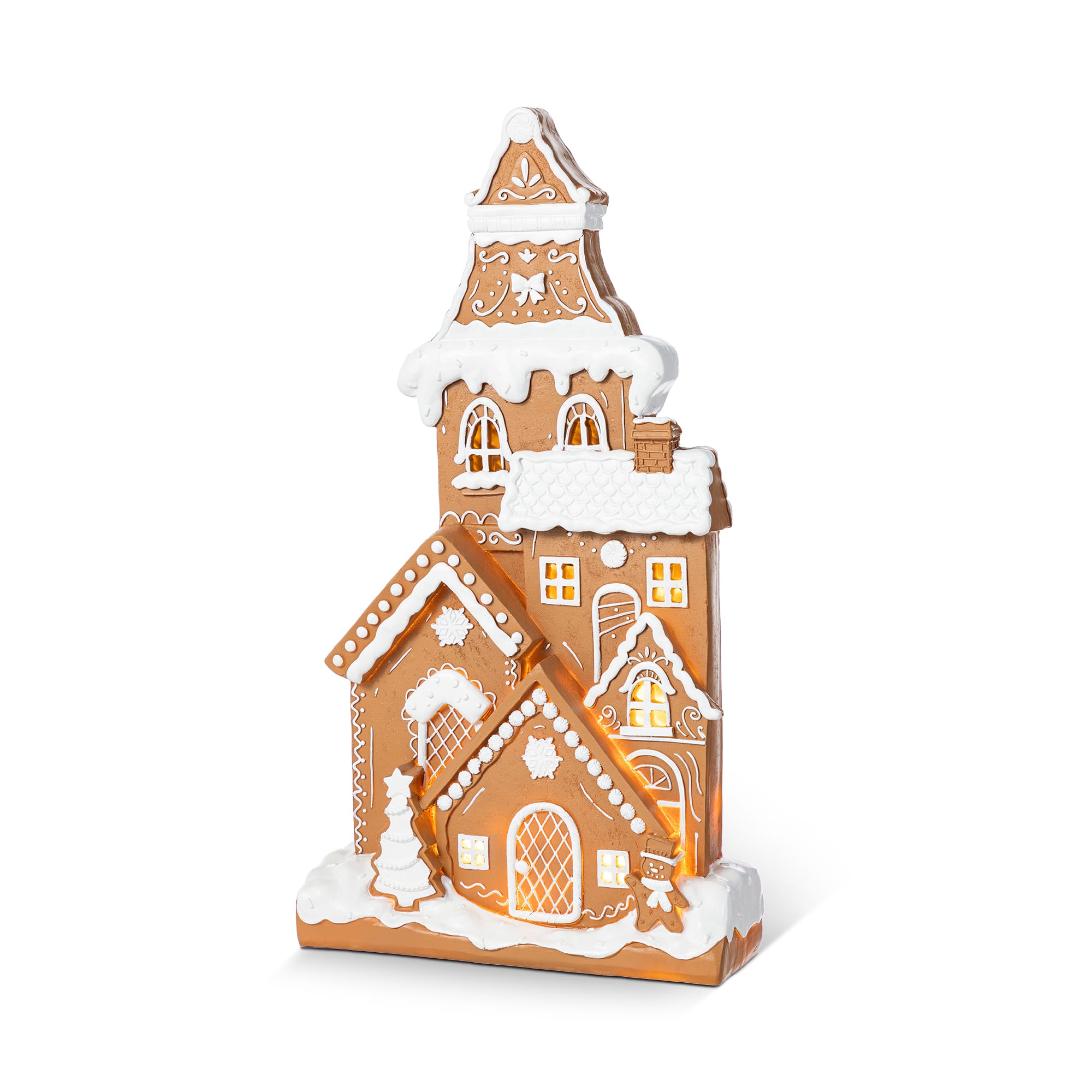 Glitzhome&#xAE; 17.75&#x22; Christmas Lighted Resin Gingerbread House Table Decor