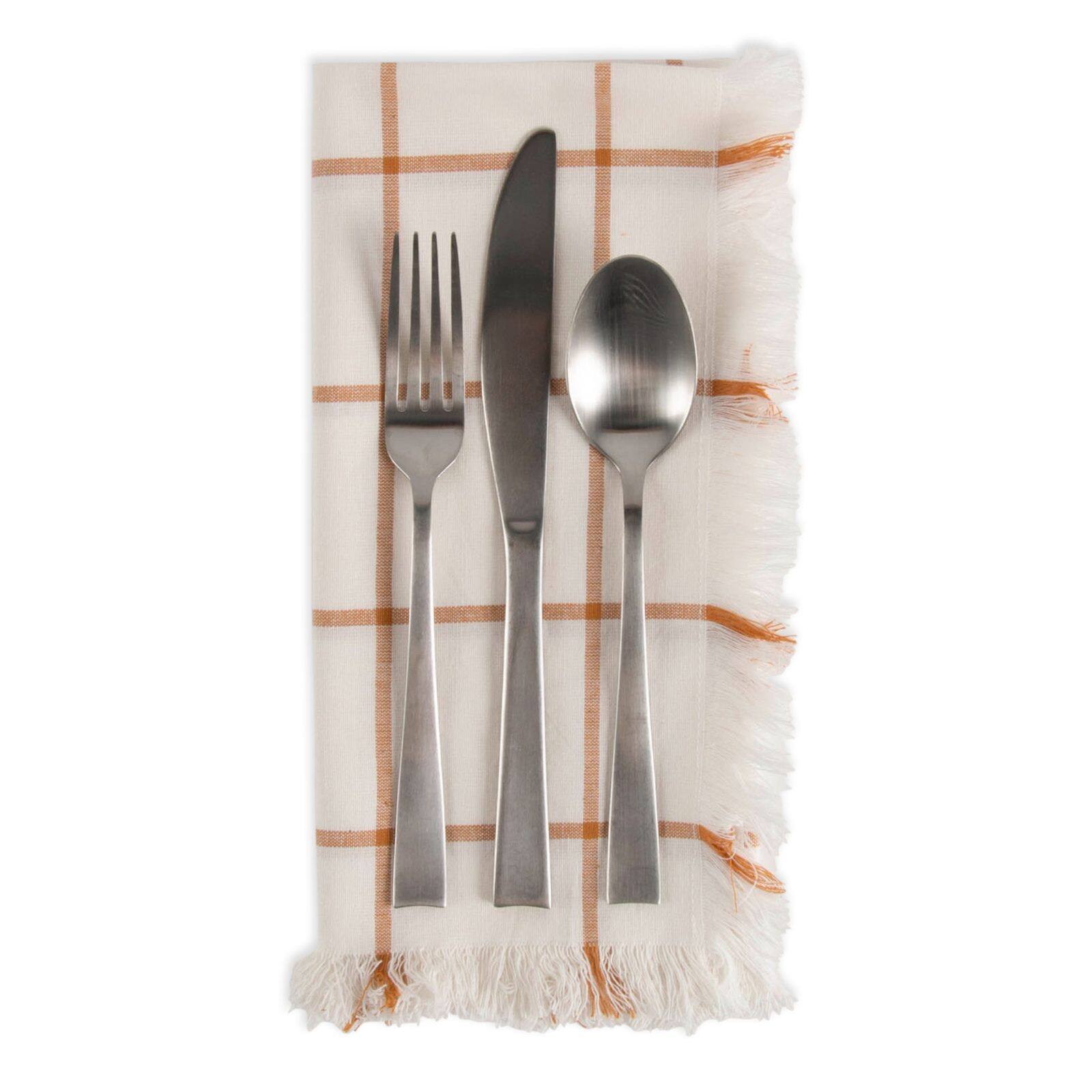 DII&#xAE; Honey Gold Check Fringed Cloth Dinner Napkins, 6ct.