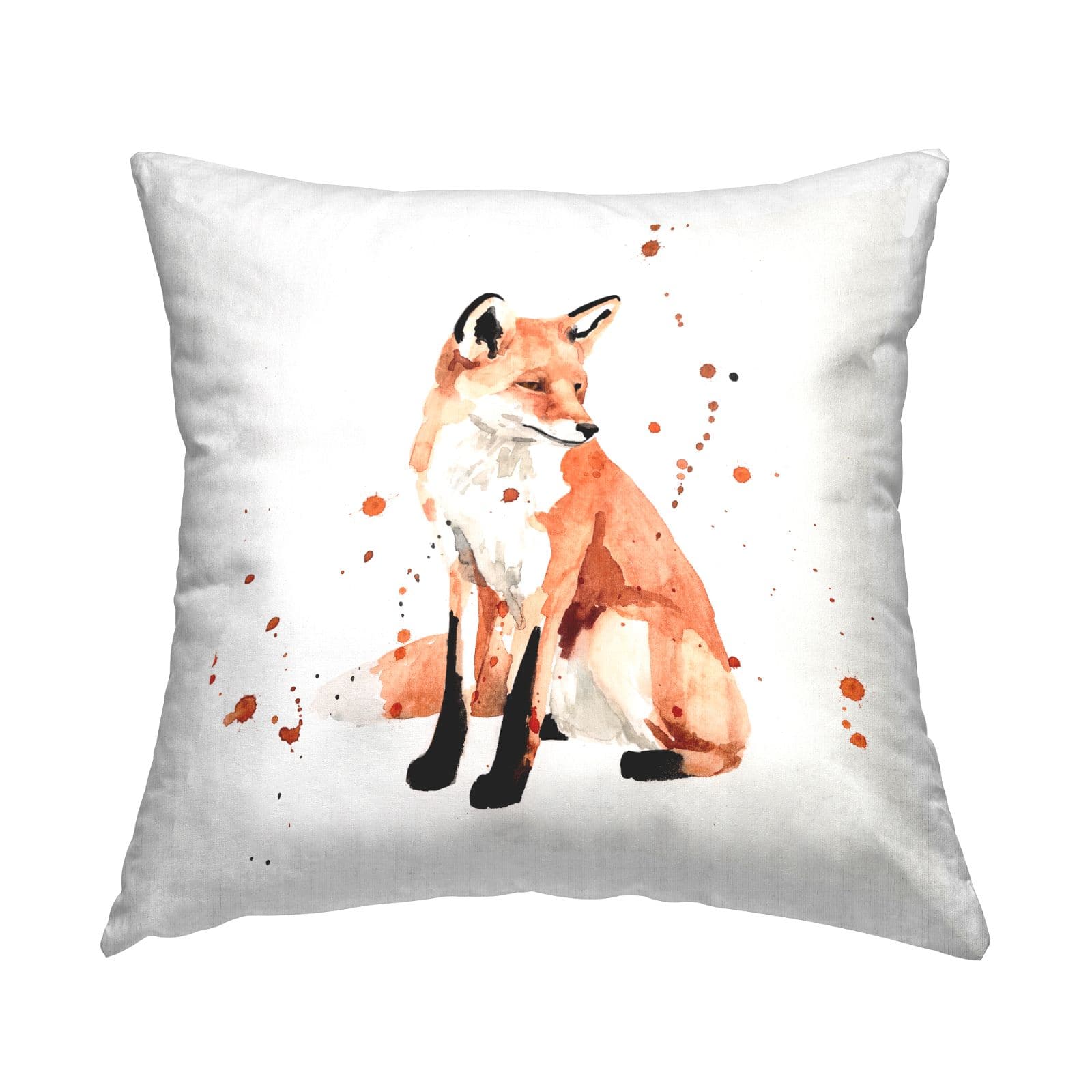 Stupell Industries Sitting Fox Orange Wildlife Animal Portrait Throw Pillow, 18" x 18"