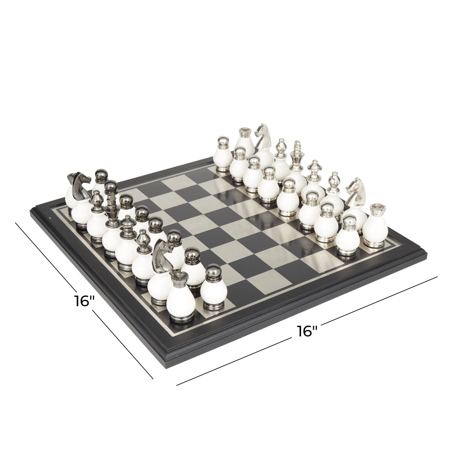 Black Aluminum Contemporary Game Set, 16" x 16" x 4"
