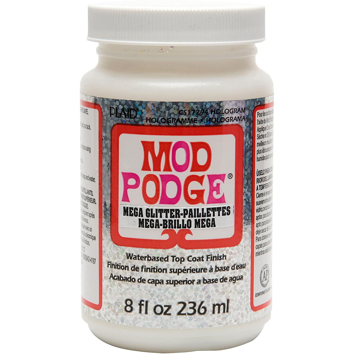 Mod Podge® Mega Glitter Waterbased Top Coat Finish, Hologram