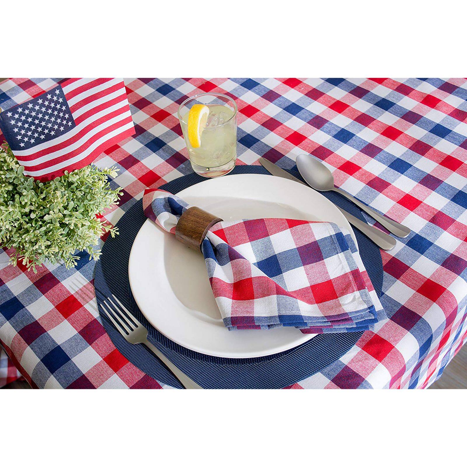 DII® Red & Blue Check Cloth Dinner Napkins, 6ct.