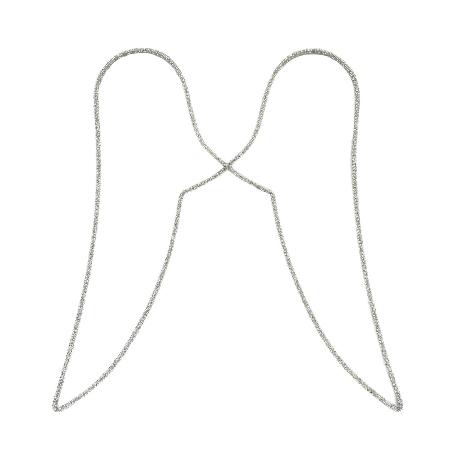 Hello Honey&#xAE; 19.5&#x22; Silver Finish Glass Beaded Metal Angel Wings