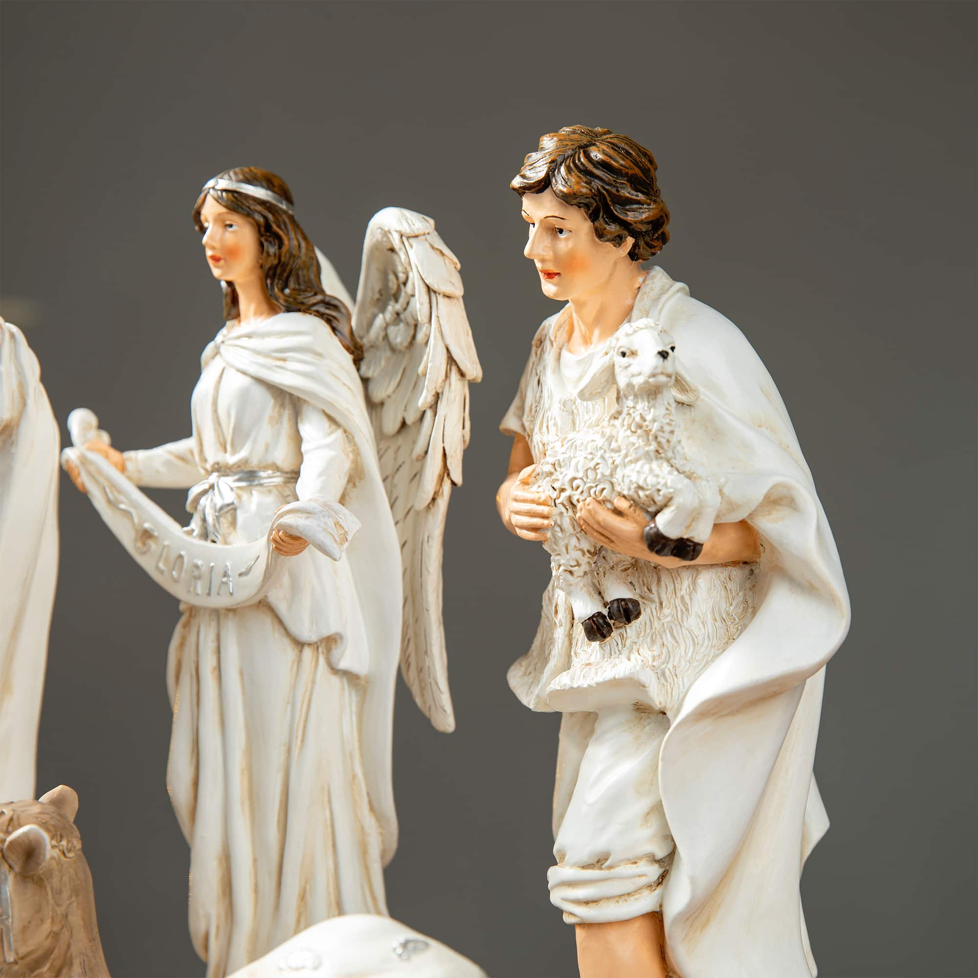 Glitzhome&#xAE; Ivory Resin Nativity Figurine Set