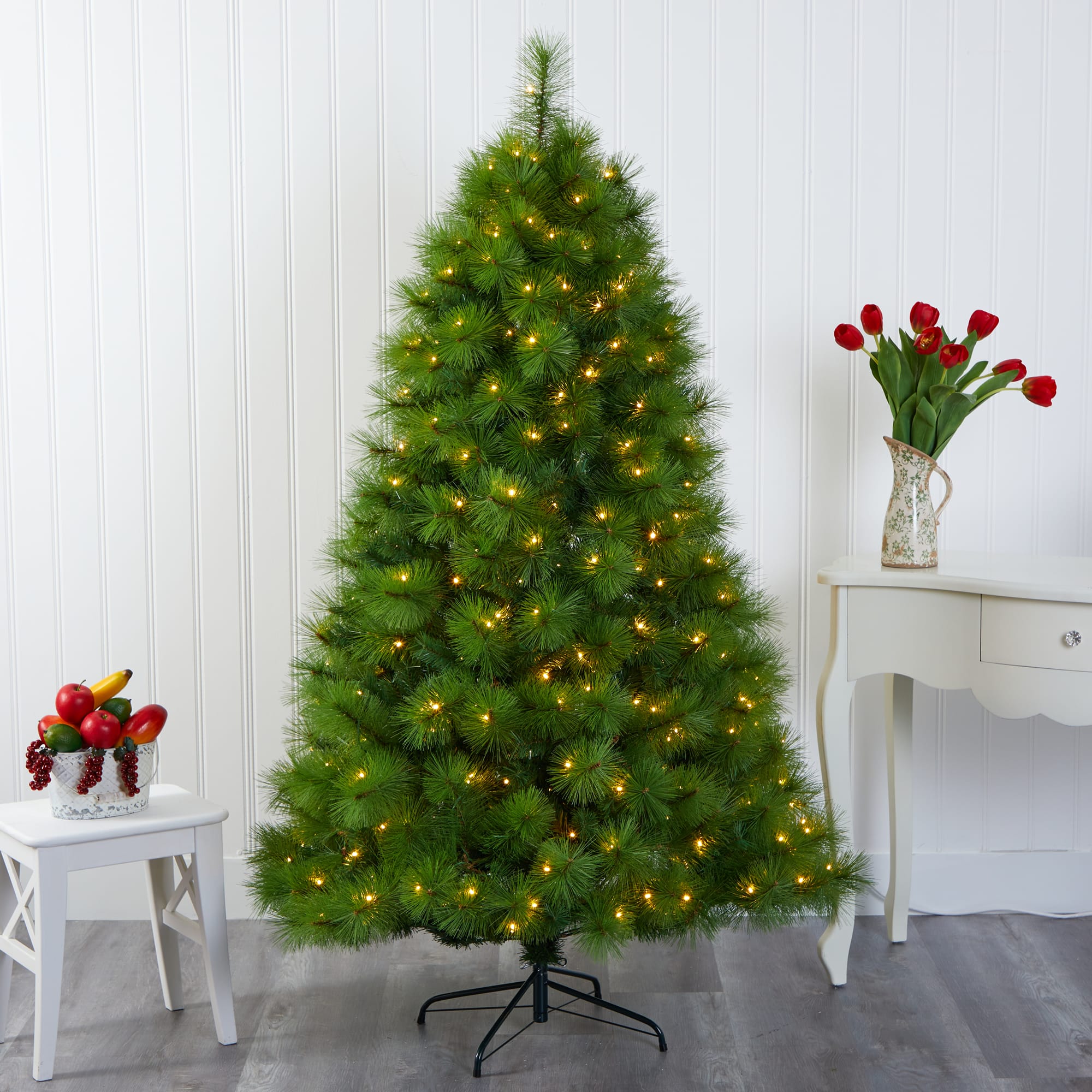 6.5ft. Pre-Lit Green Scotch Pine Artificial Christmas Tree with Clear LED Lights
