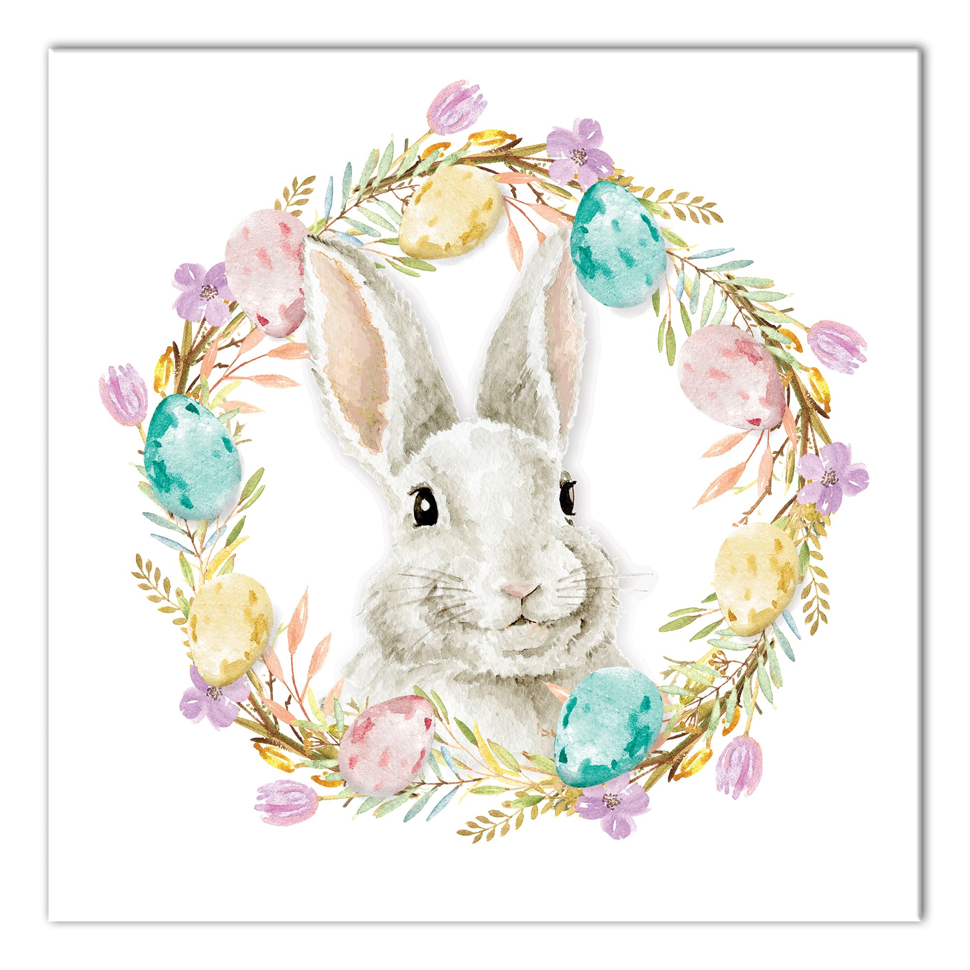 Easter Bunny Wreath 16" x 16" Canvas Wall Art