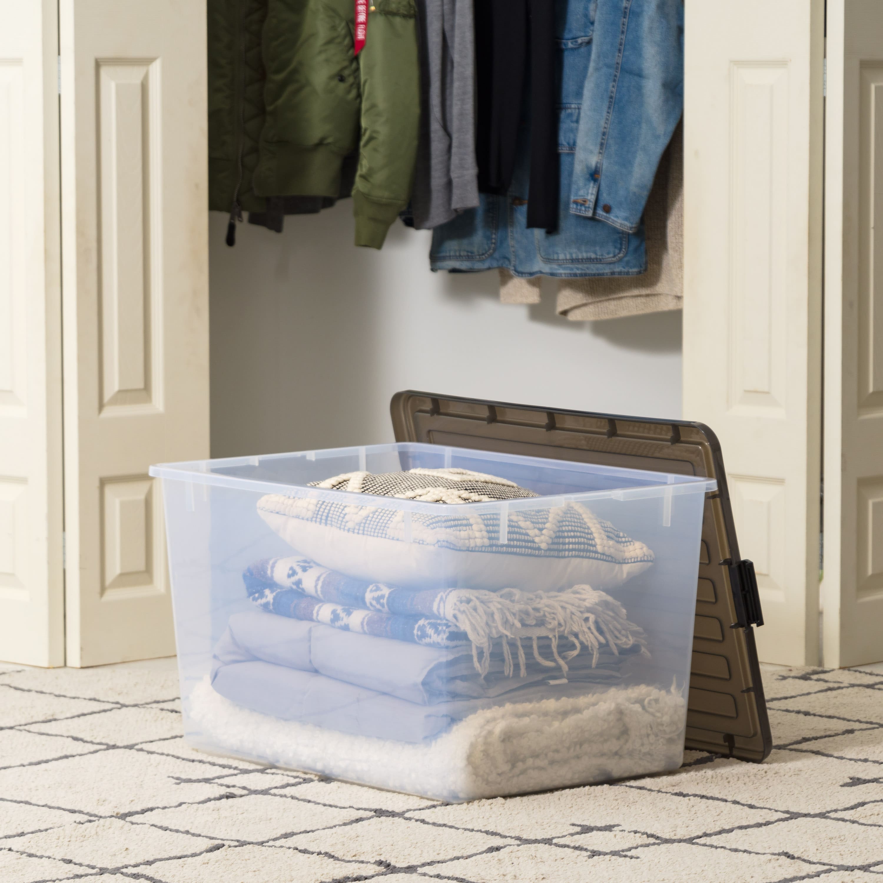 Iris® 144qt. Clear View Plastic Storage Bins with Gray Latching Buckle Lids, 3ct.