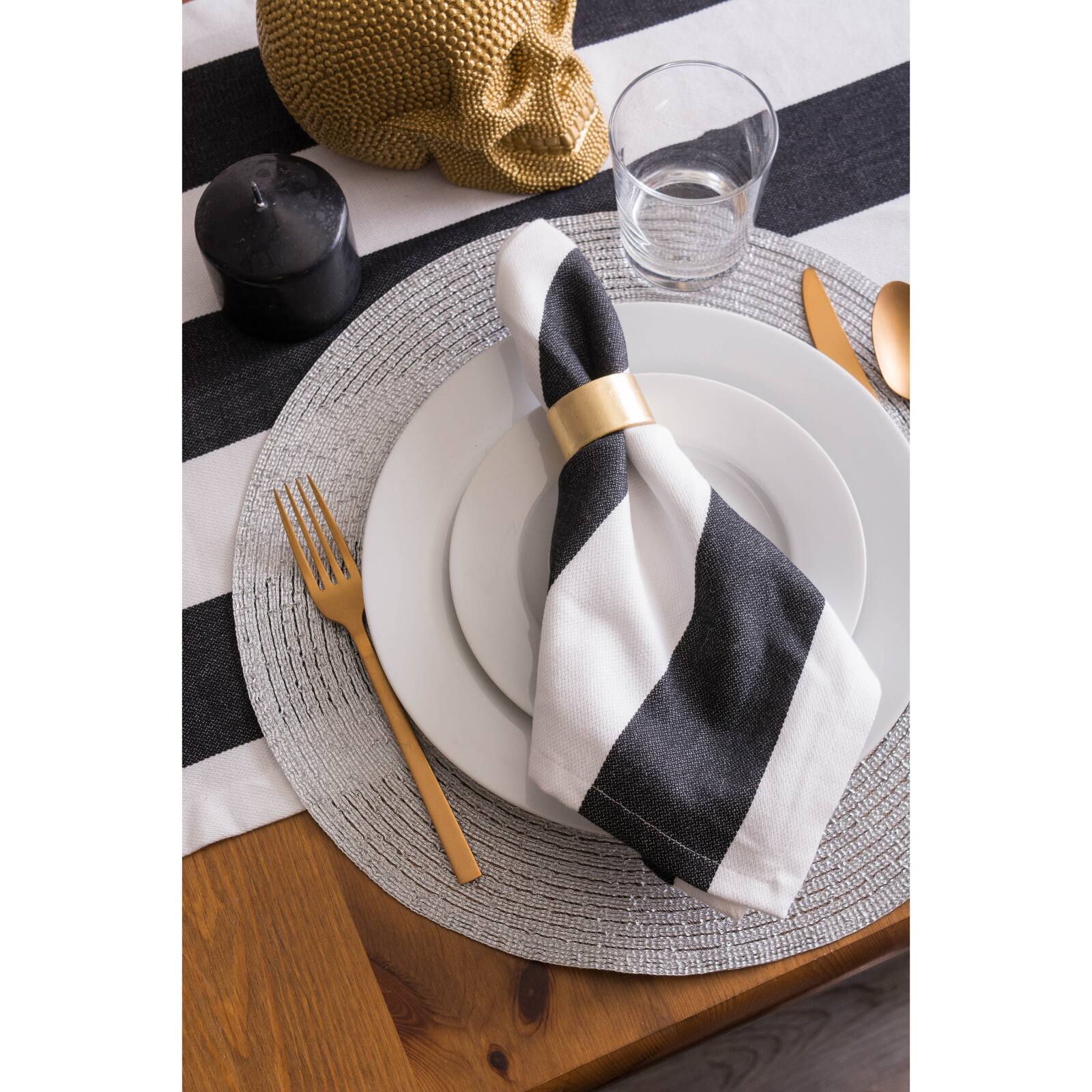 Black/White Dobby Stripe Napkin, 6ct.