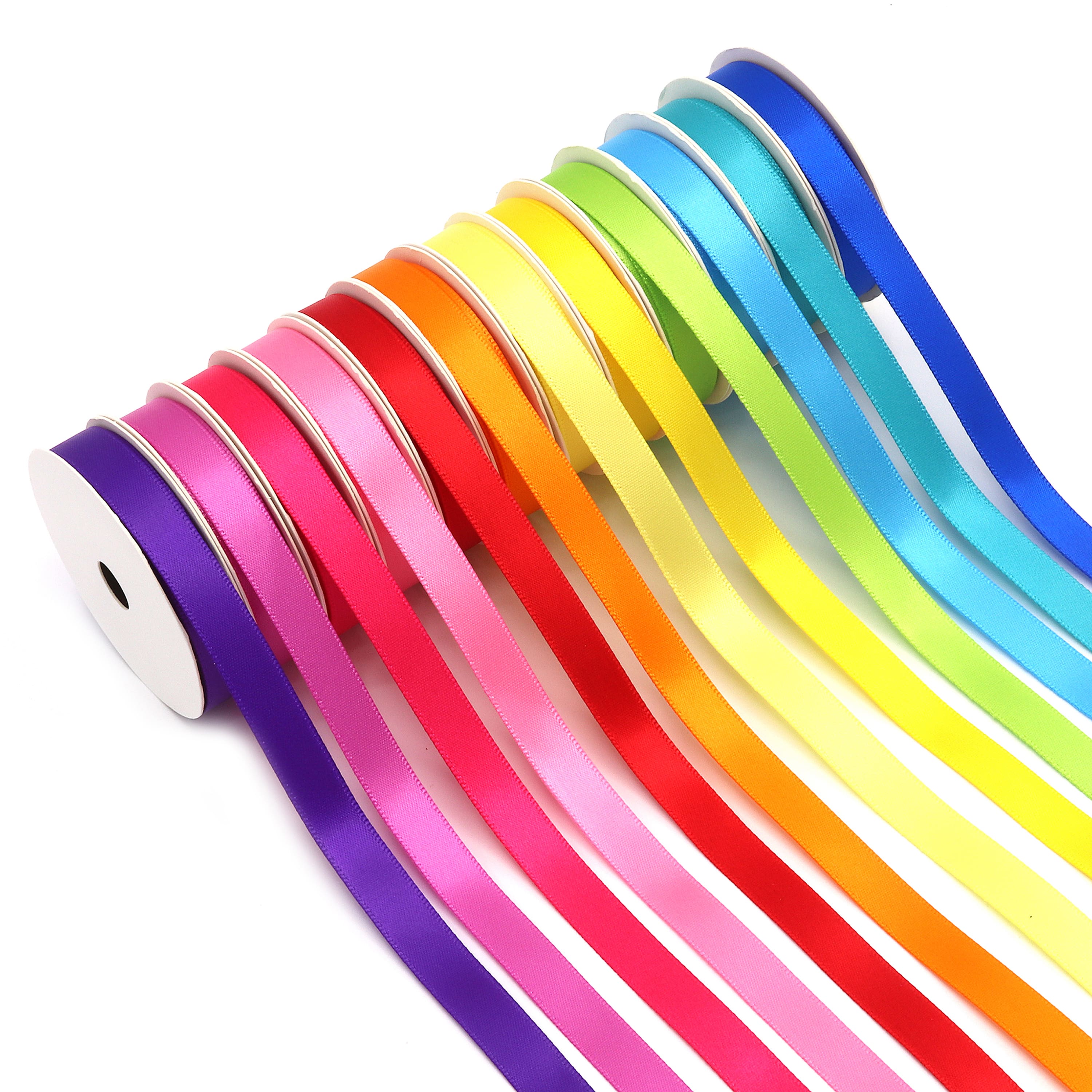 Gwen Studios 3/8&#x22; x 3yd. Brights Single Faced Satin Ribbon Pack, 12ct.