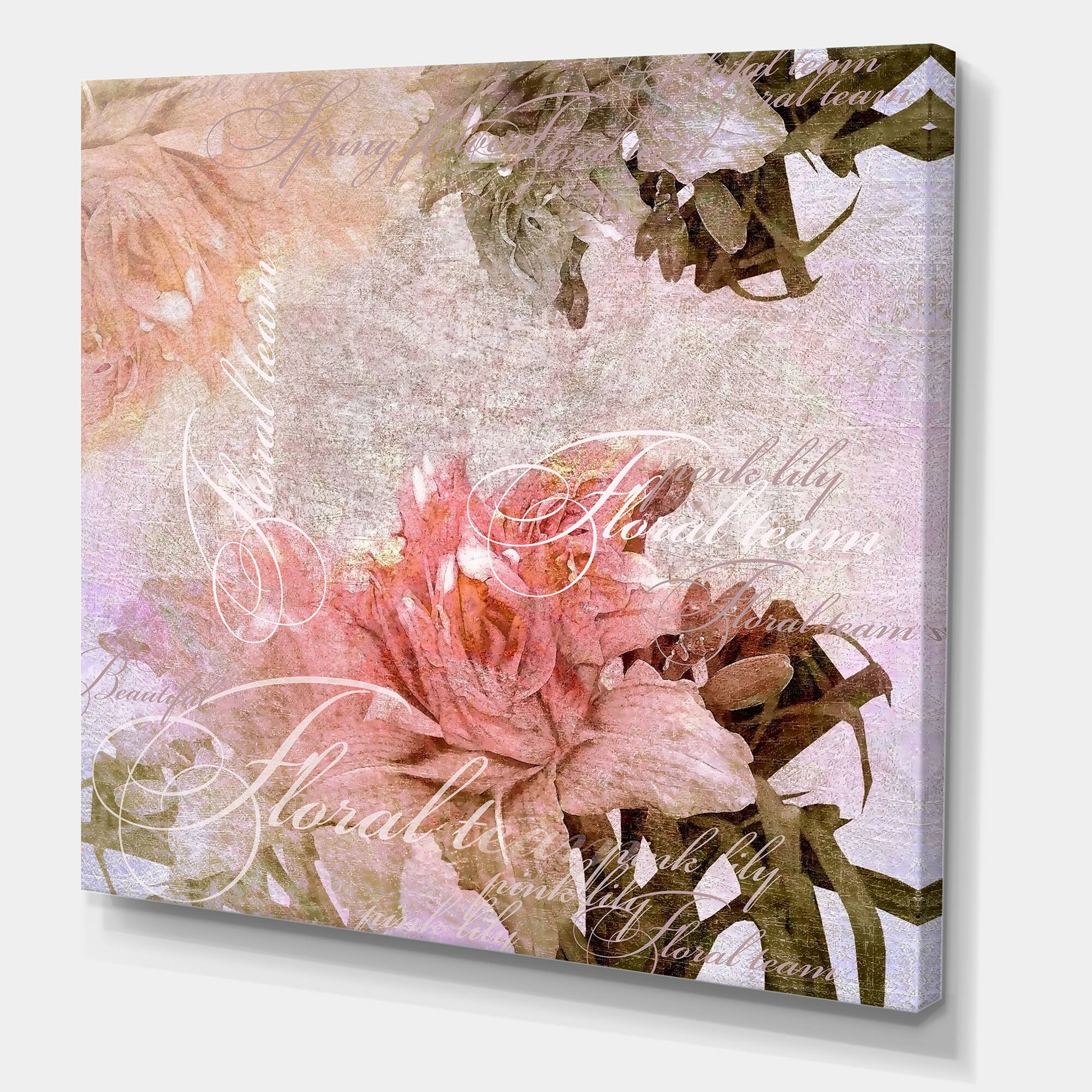 Designart - Vintage Flowers In Pastel Colours - Traditional Canvas Wall Art Print