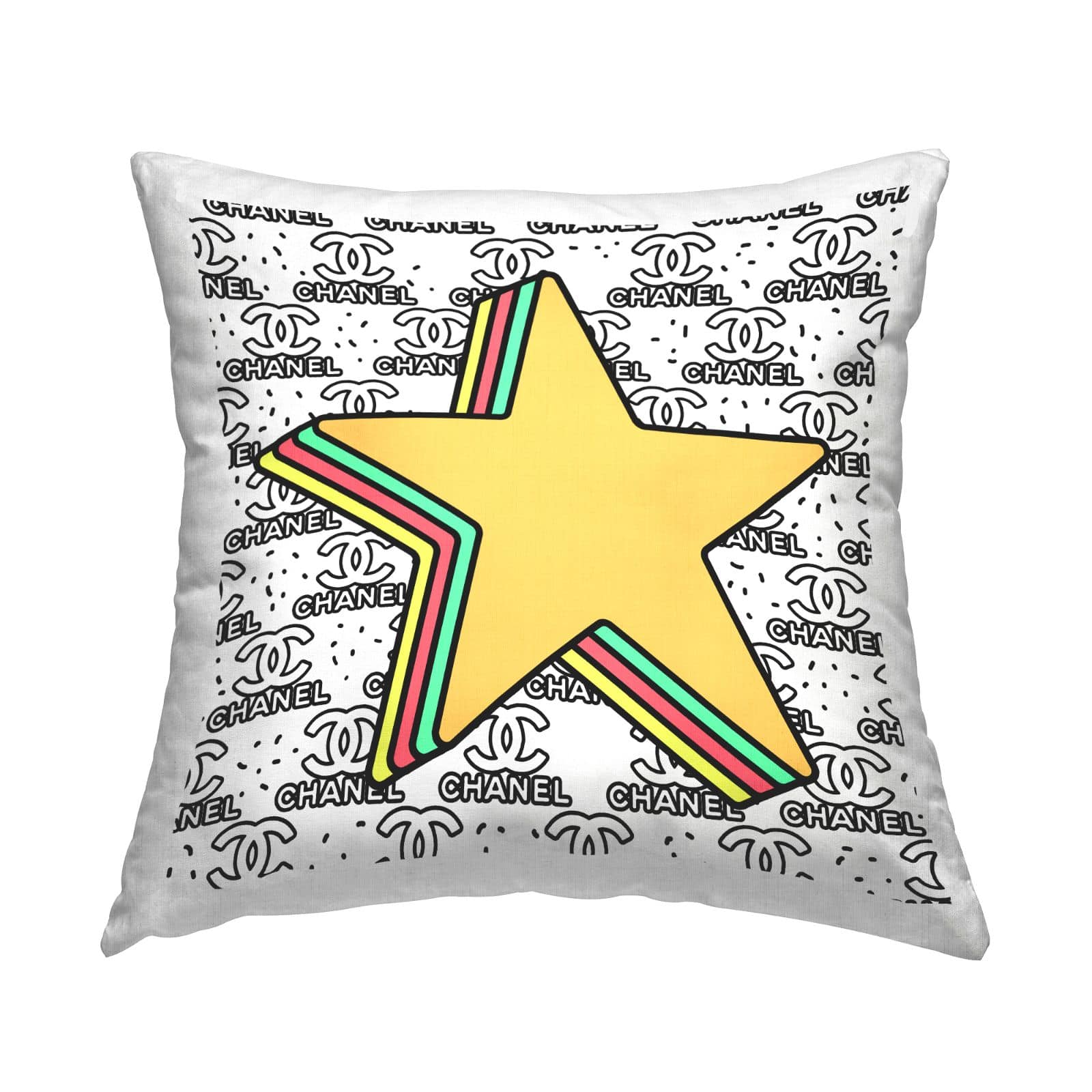 Stupell Industries Retro Star Shape Glam Fashion Brand Pattern Throw Pillow, 18" x 18"