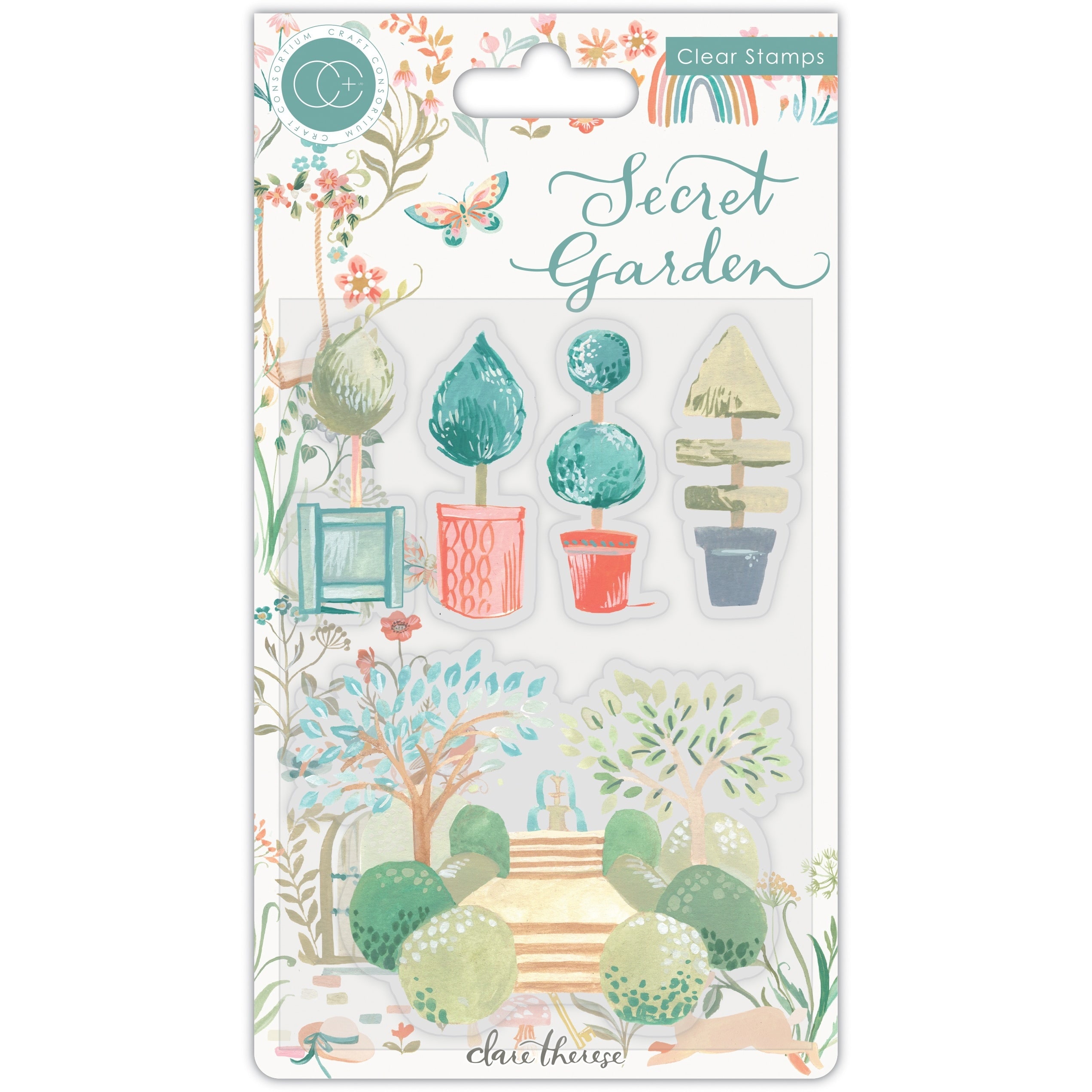 Craft Consortium Secret Garden Topiary A5 Clear Stamps