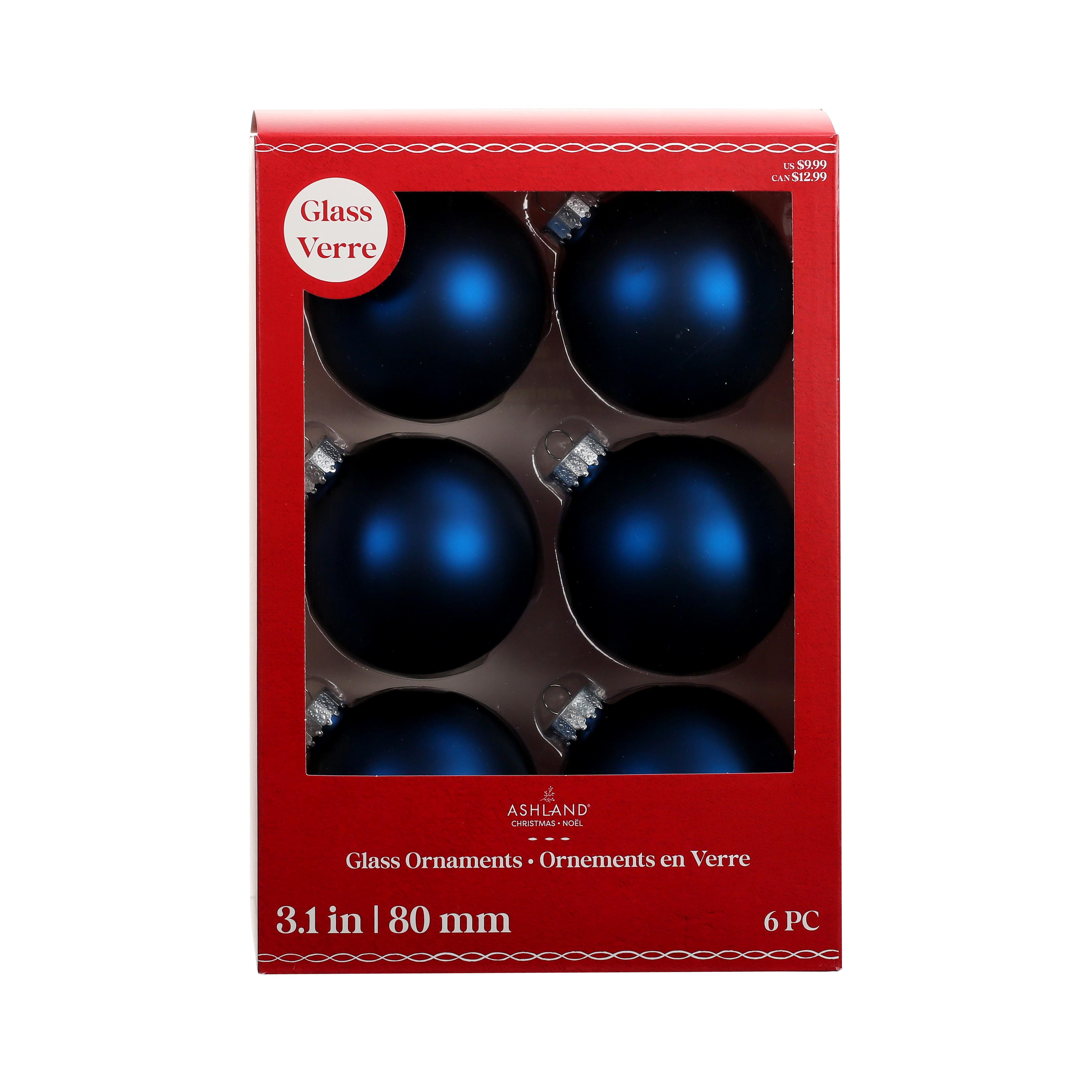 6 Pack 3&#x22; Matte Blue Glass Ball Ornaments by Ashland&#xAE;