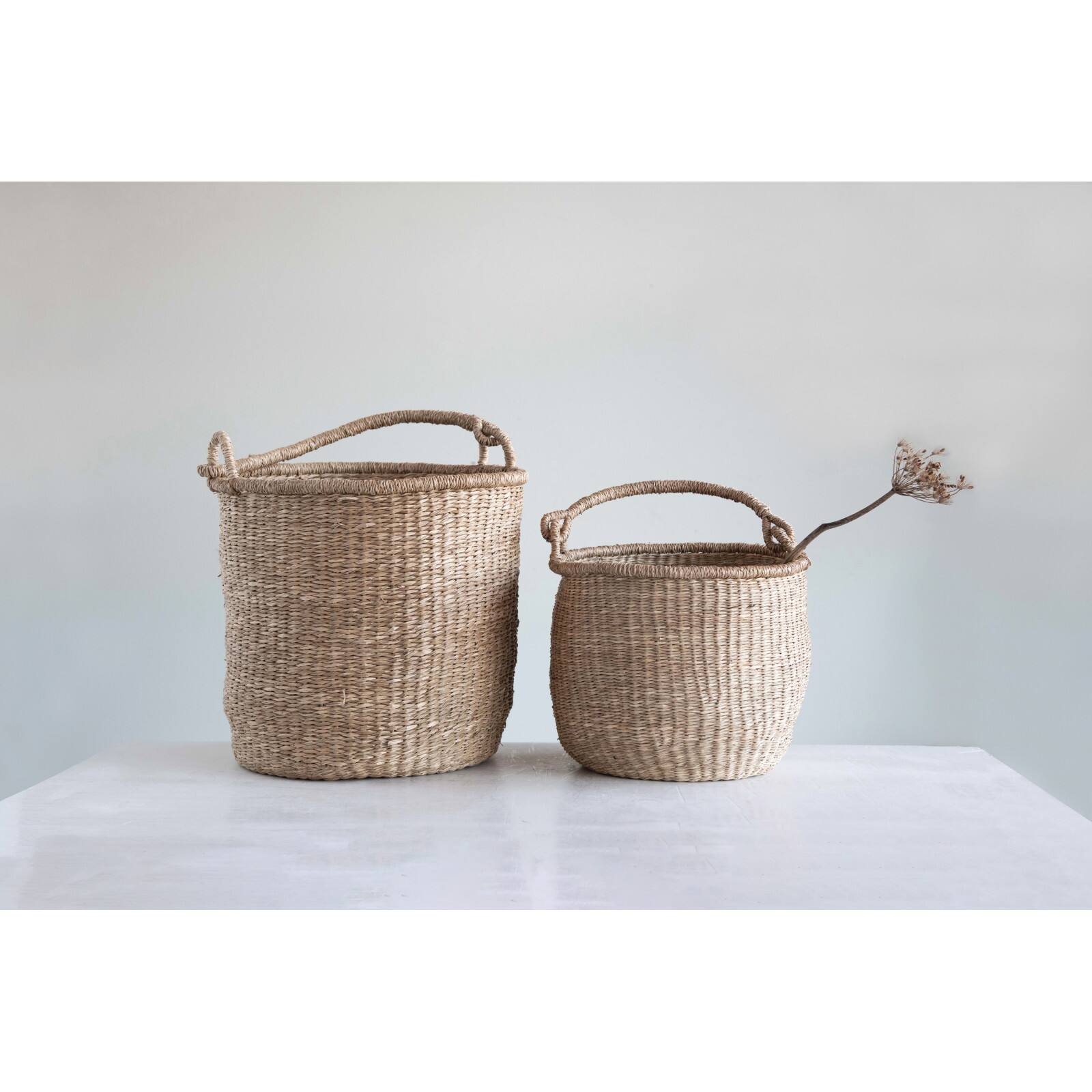 Hello Honey&#xAE; Handwoven Seagrass Baskets with Handles Set