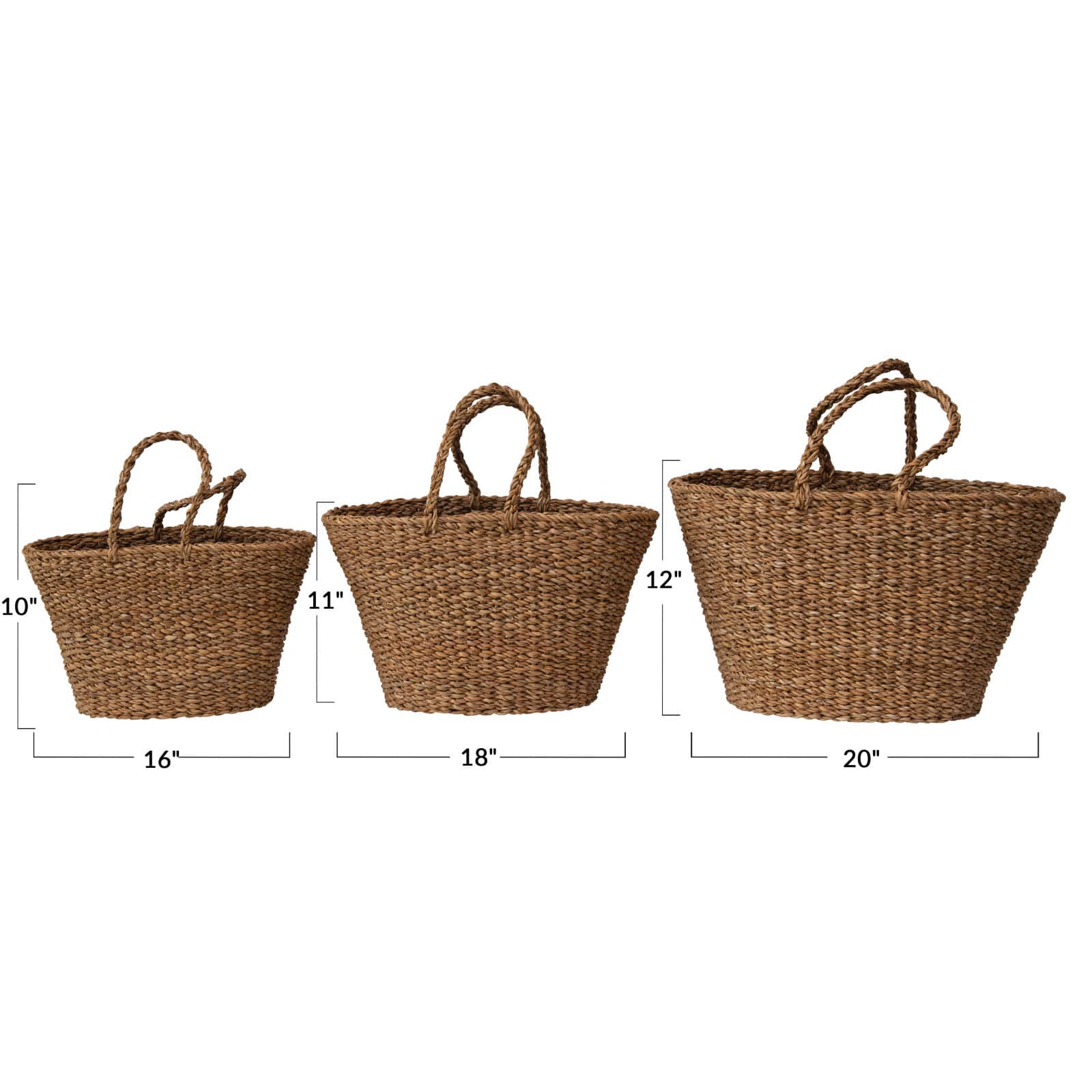 Hello Honey® Hand-Woven Seagrass Totes with Handles Set