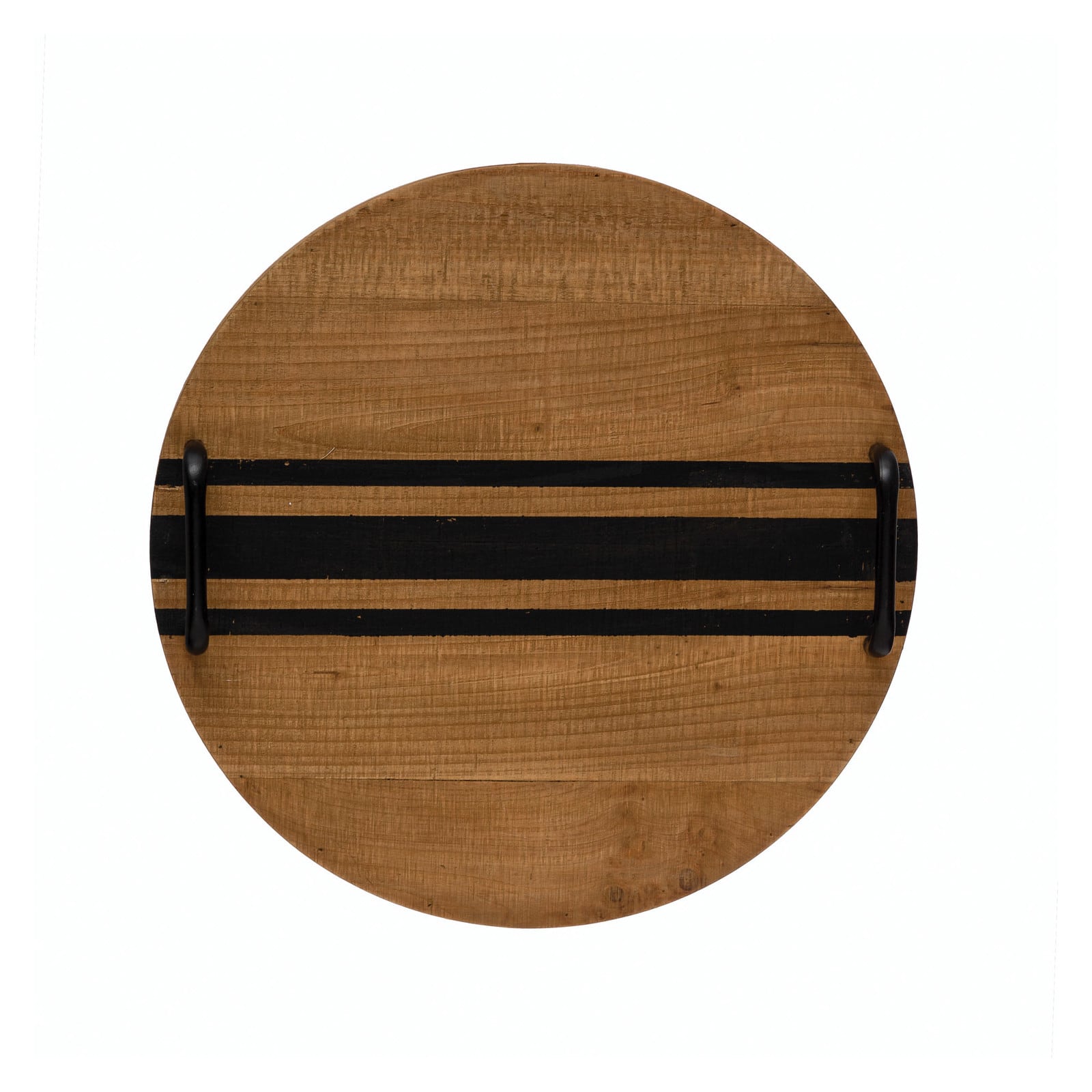 Hello Honey® 16" Decorative Wood Tray with Black Lines & Handles