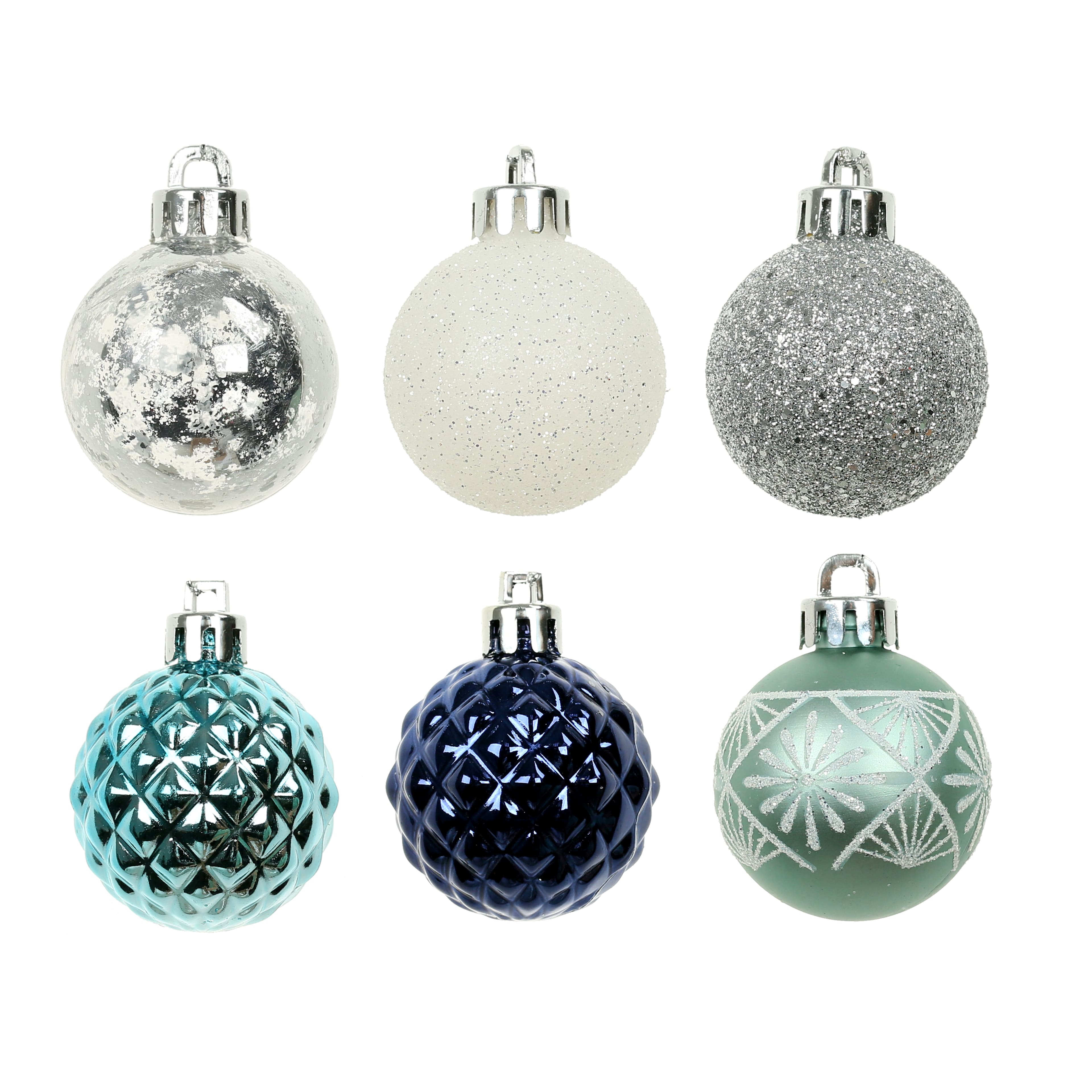 1.5" Blue & Silver Shatterproof Ball Ornament Set by Ashland®