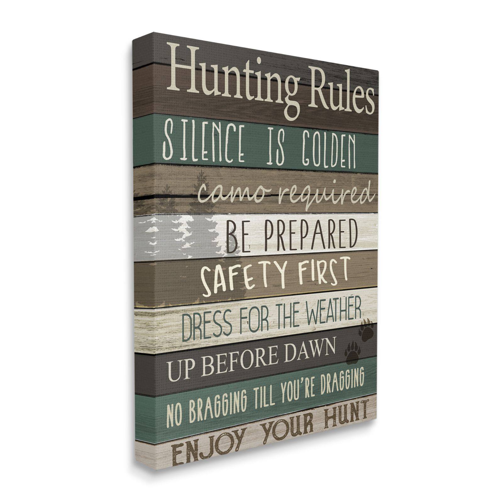 Stupell Industries Cabin Hunting Rules Rustic Charm Brown Green Canvas Wall Art