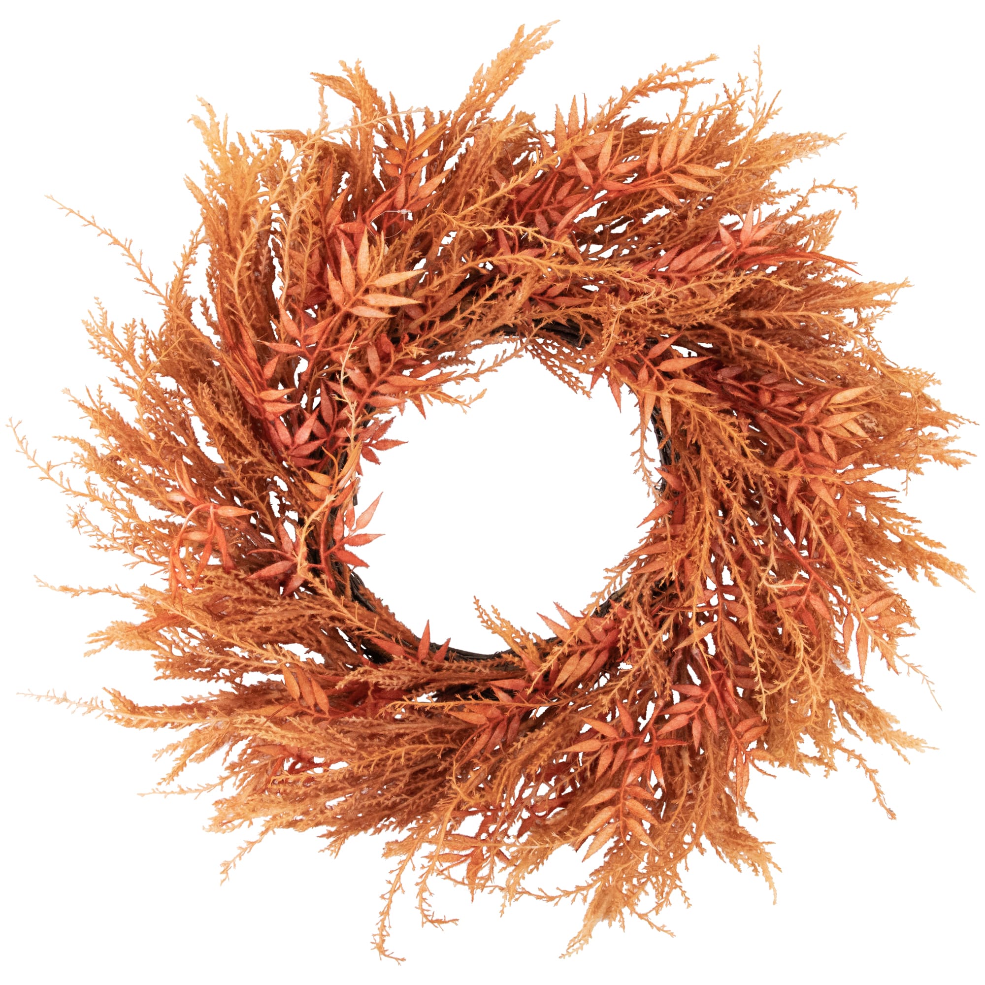 24" Peachy Pampas Grass Artificial Fall Harvest Wreath