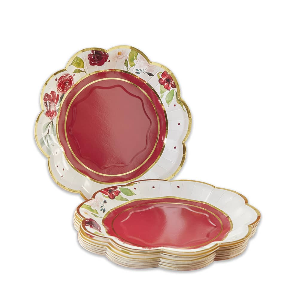 Kate Aspen&#xAE; 7&#x22; Burgundy Blush Floral Premium Paper Plates, 64ct.