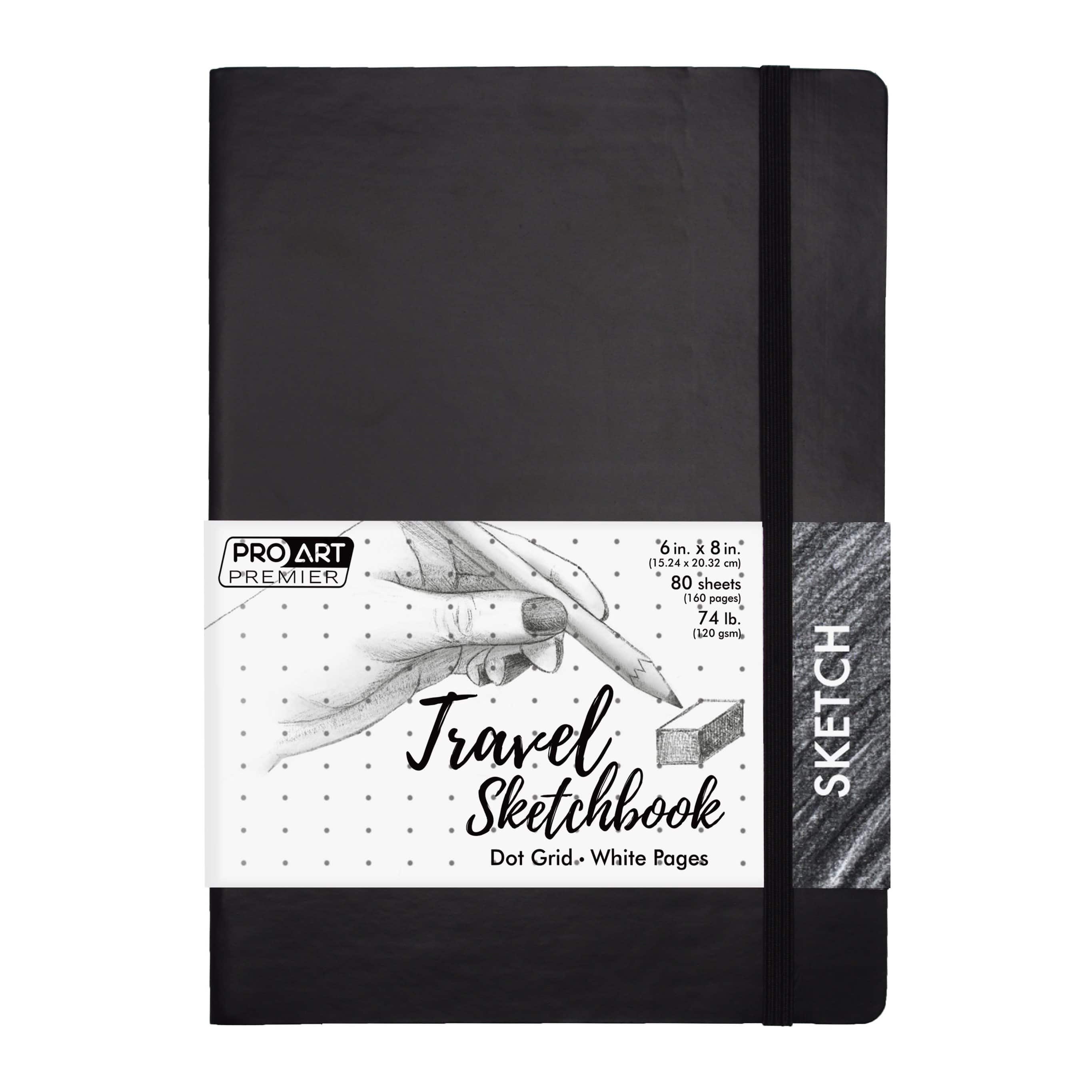 Pro Art® Premier Black Dot Grid Travel Sketchbook, 6'' x 8